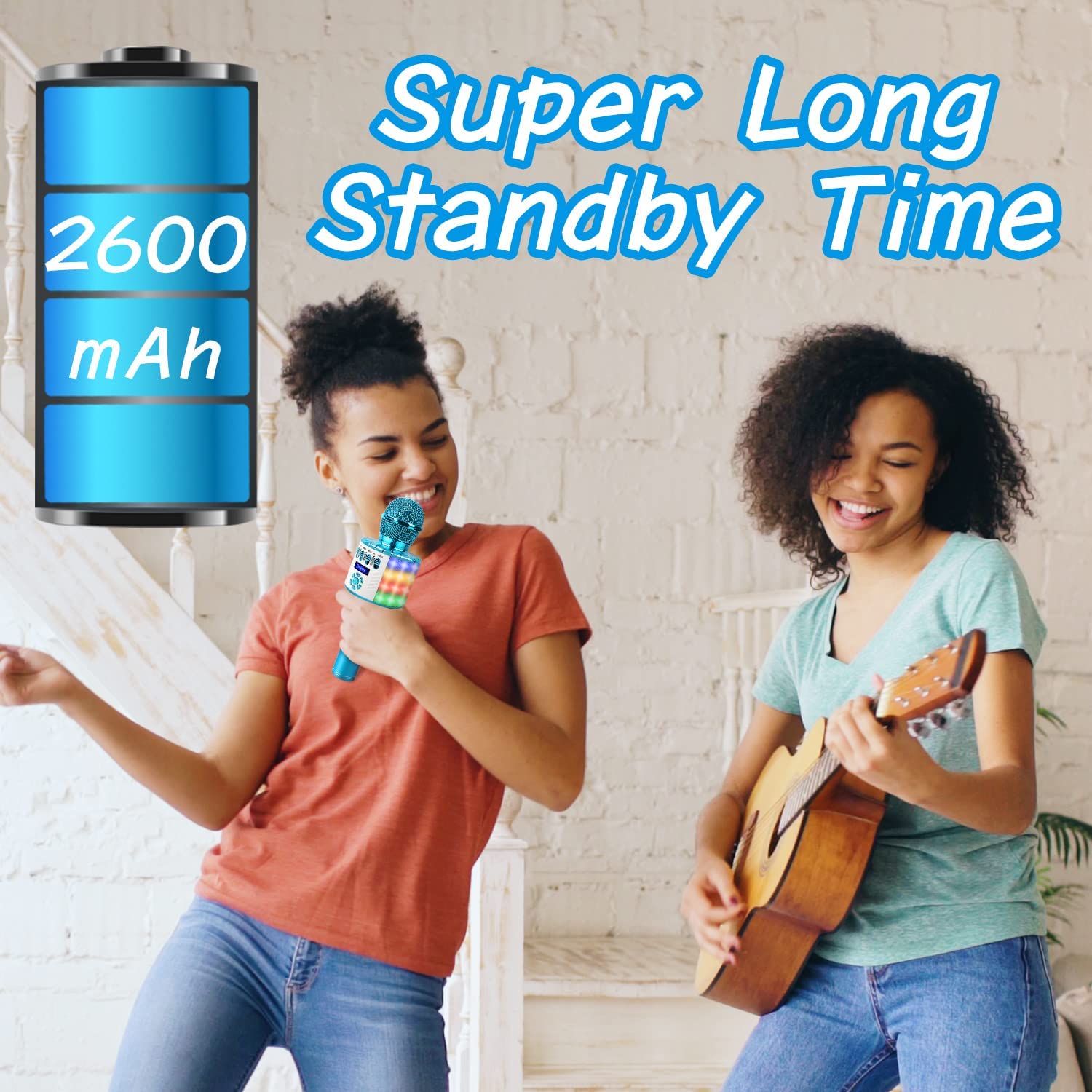Bezprzewodowy mikrofon bluetooth, karaoke dla dzieci dla doros艂ych ze 艣wiat艂em LED, przeno艣ny r臋czny mikrofon karaoke 3 w 1