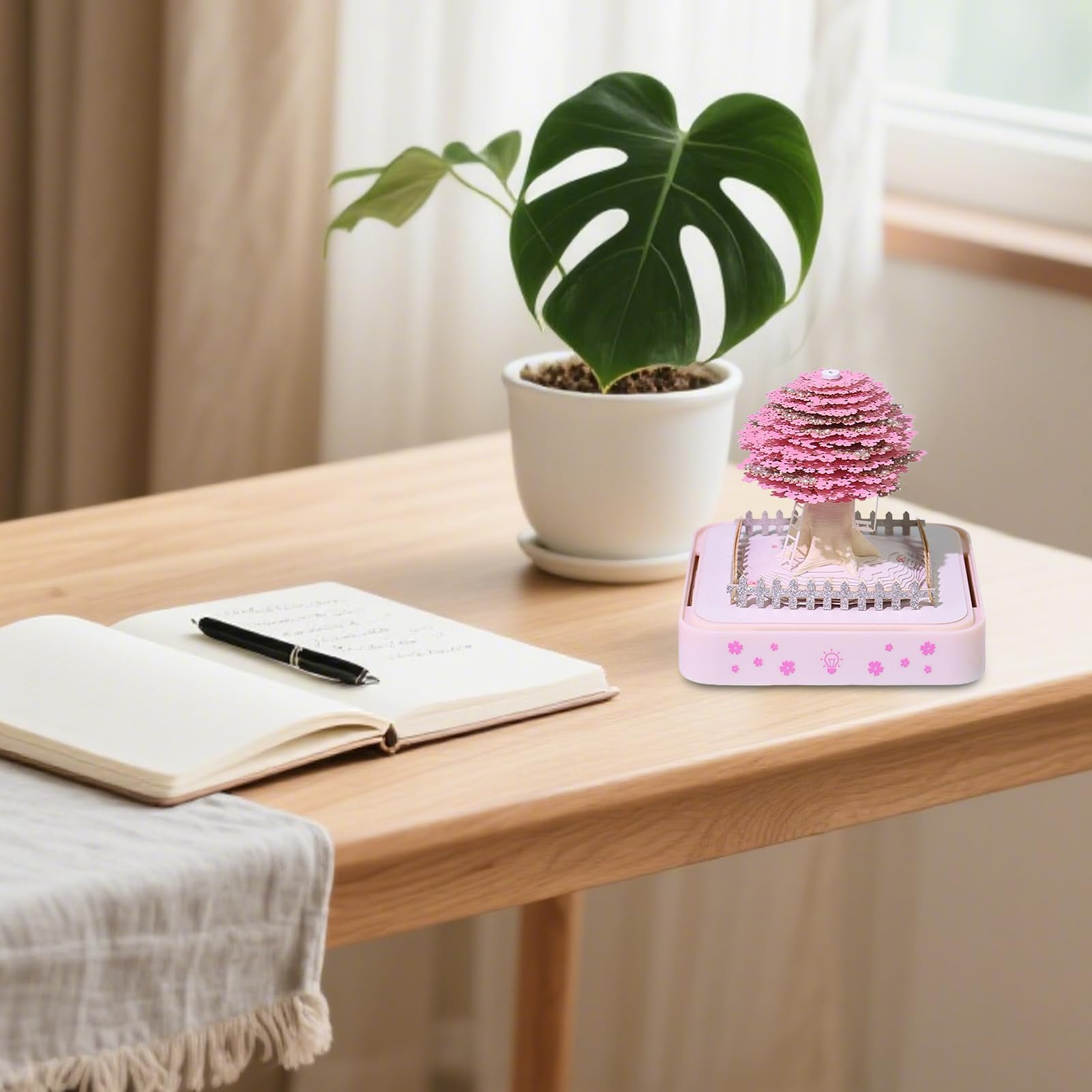 3D Kalender 2026 3D Memo Block Kunst Notizzettel | Zeit Skulptur Notizblock mit Acryl Case für Deko Thanksgiving Weihnachten Einzug Büro Büro Schreibtischdekoration