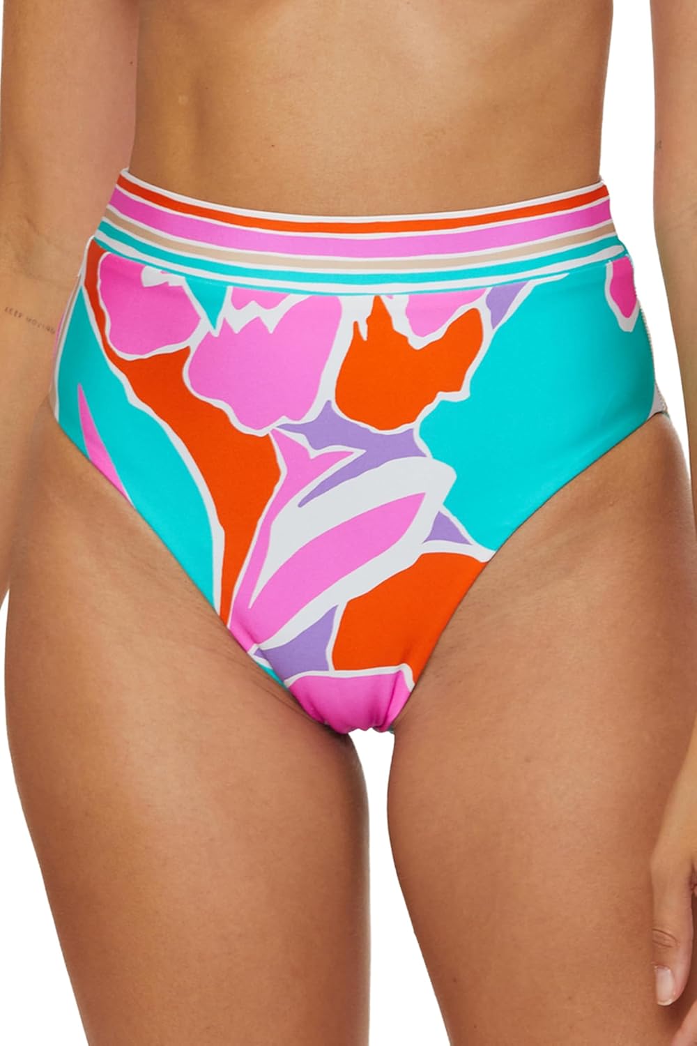 Trina Turk Women's Amalfi High Waisted Bikini Bottom, Cheeky Coverage, Swimwear Separates