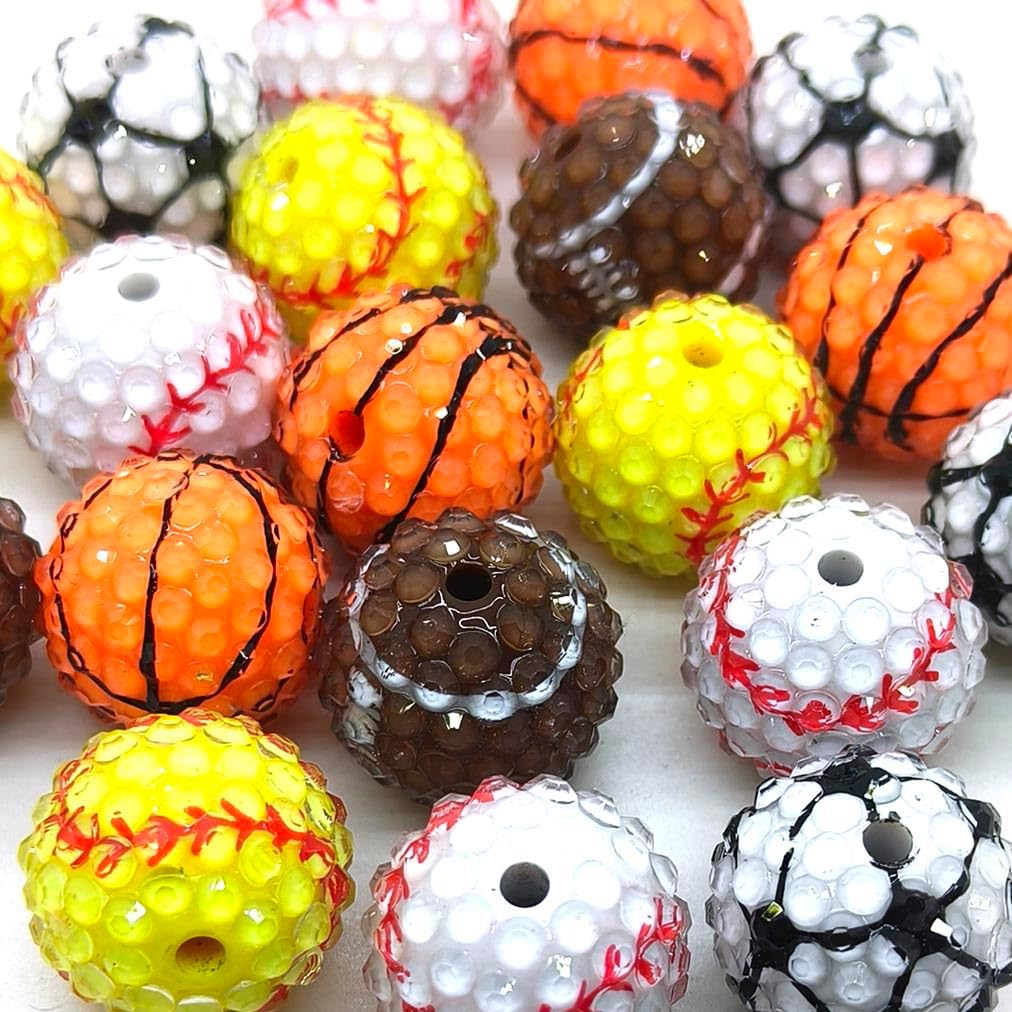 50pcs 20mm Large Size Rhinestone Disco Ball Beads Round Spacer Color Painted Charms for Jewelry Bracelet Necklace Pen Bag Chain Making Crafts Beading Supplies (20mm Light Purple Rhinestone) image 4