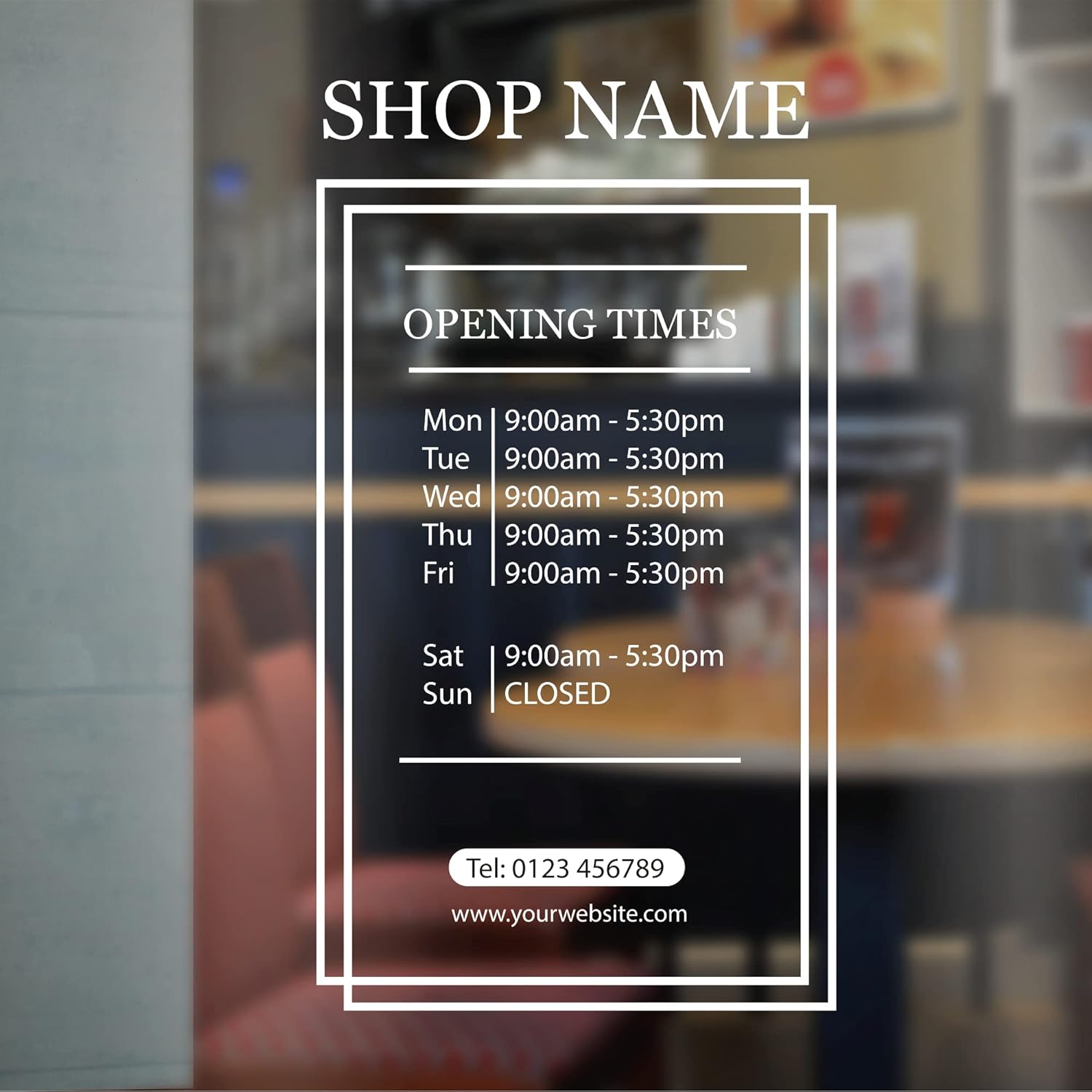 4 Designs Welcome Business Opening Hours Sign Times Window Wall Coffee ...