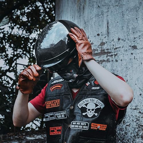 Miniatura 2 de VCOROS Cascos de motocicleta retro de fibra de carbono para hombres y mujeres, cascos de media cara para motocicleta, Cruiser, Chopper, ciclomotor,