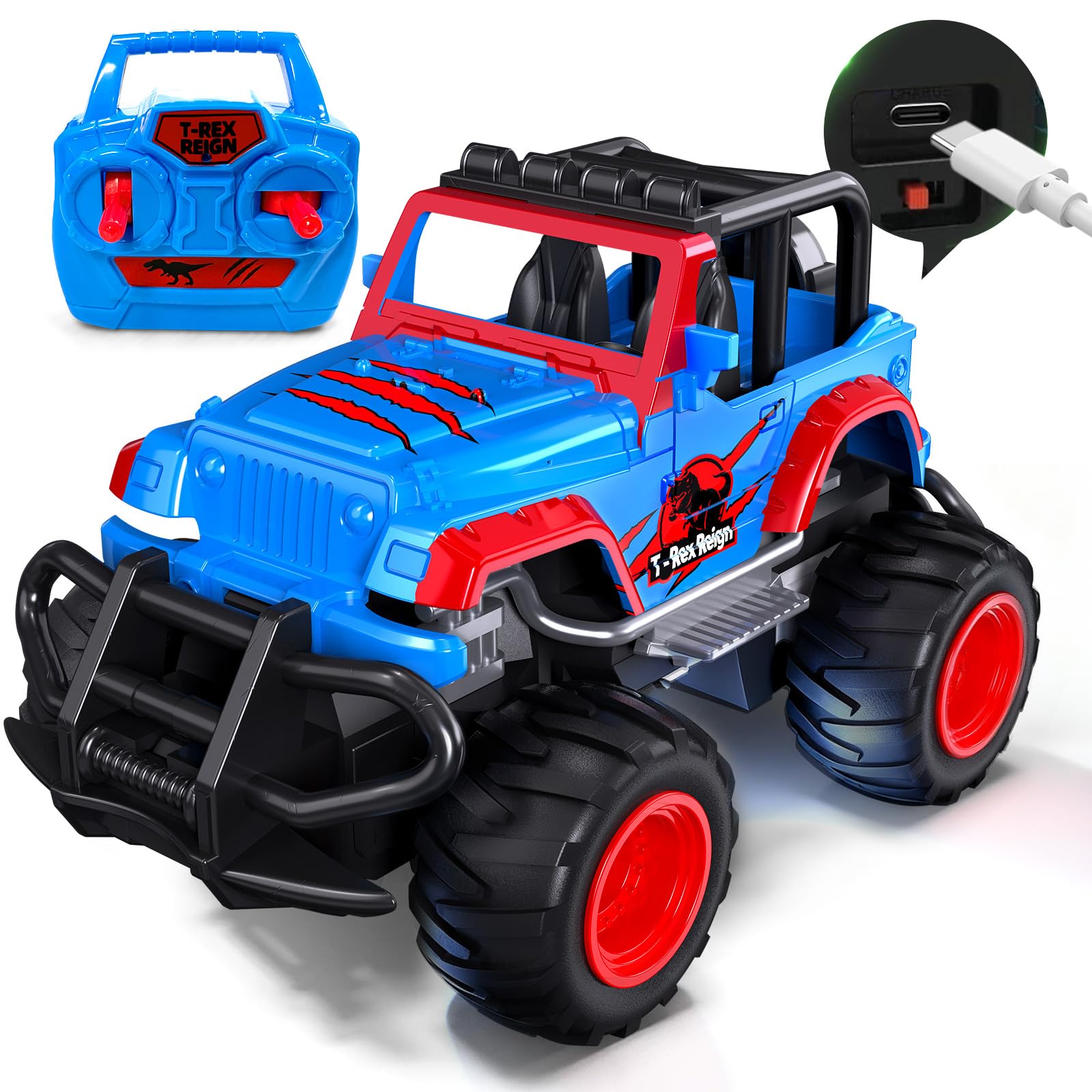 Tecnock Mini RC Car for Kids 1 32 Scale Remote Control Car with Type-C Rechargeable Battery 2 4GHz