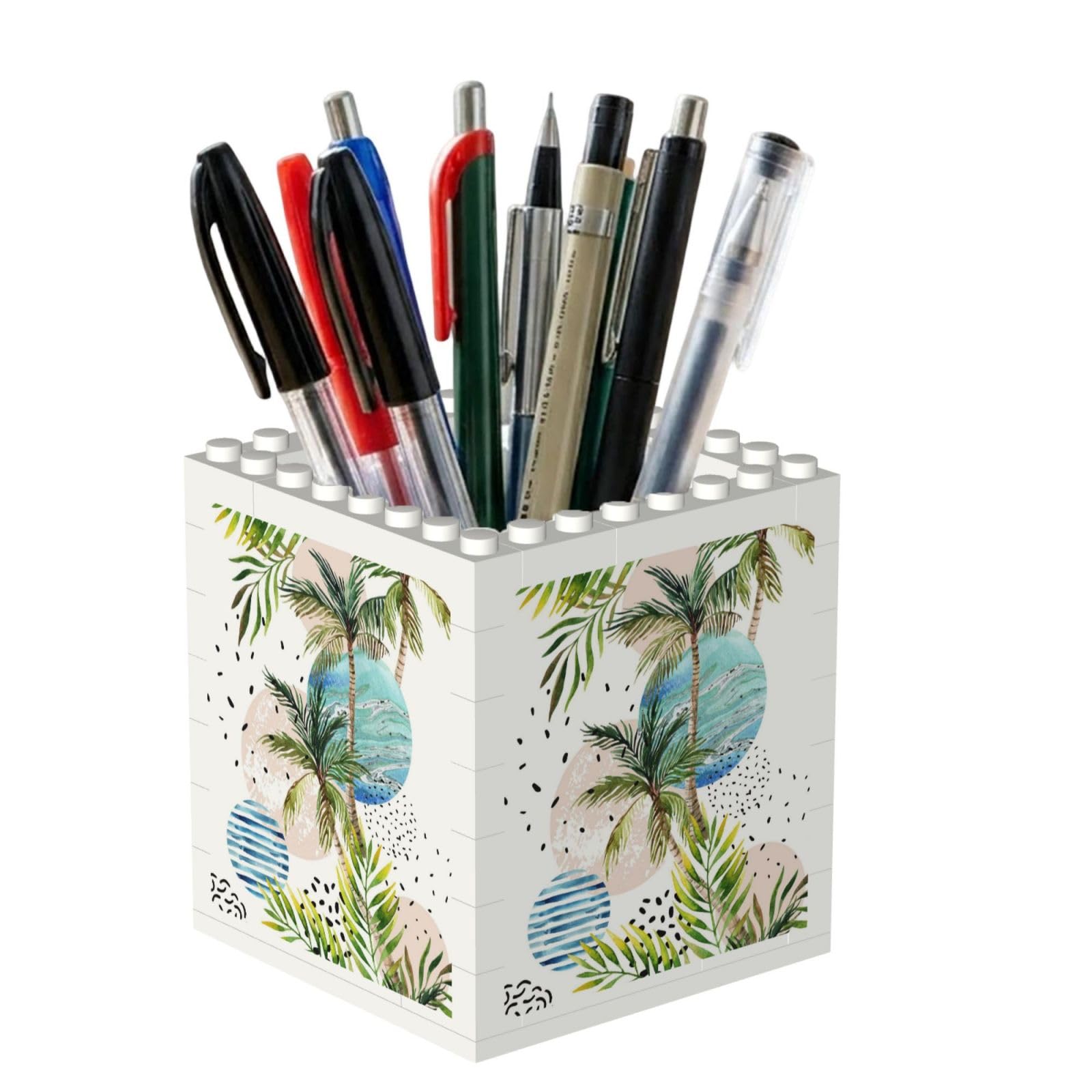 Poadnly Palm Tree Beach Tropical, Pen Pot Pencil Holder for Office Home School, Compact Desk Organiser for Office Stationery