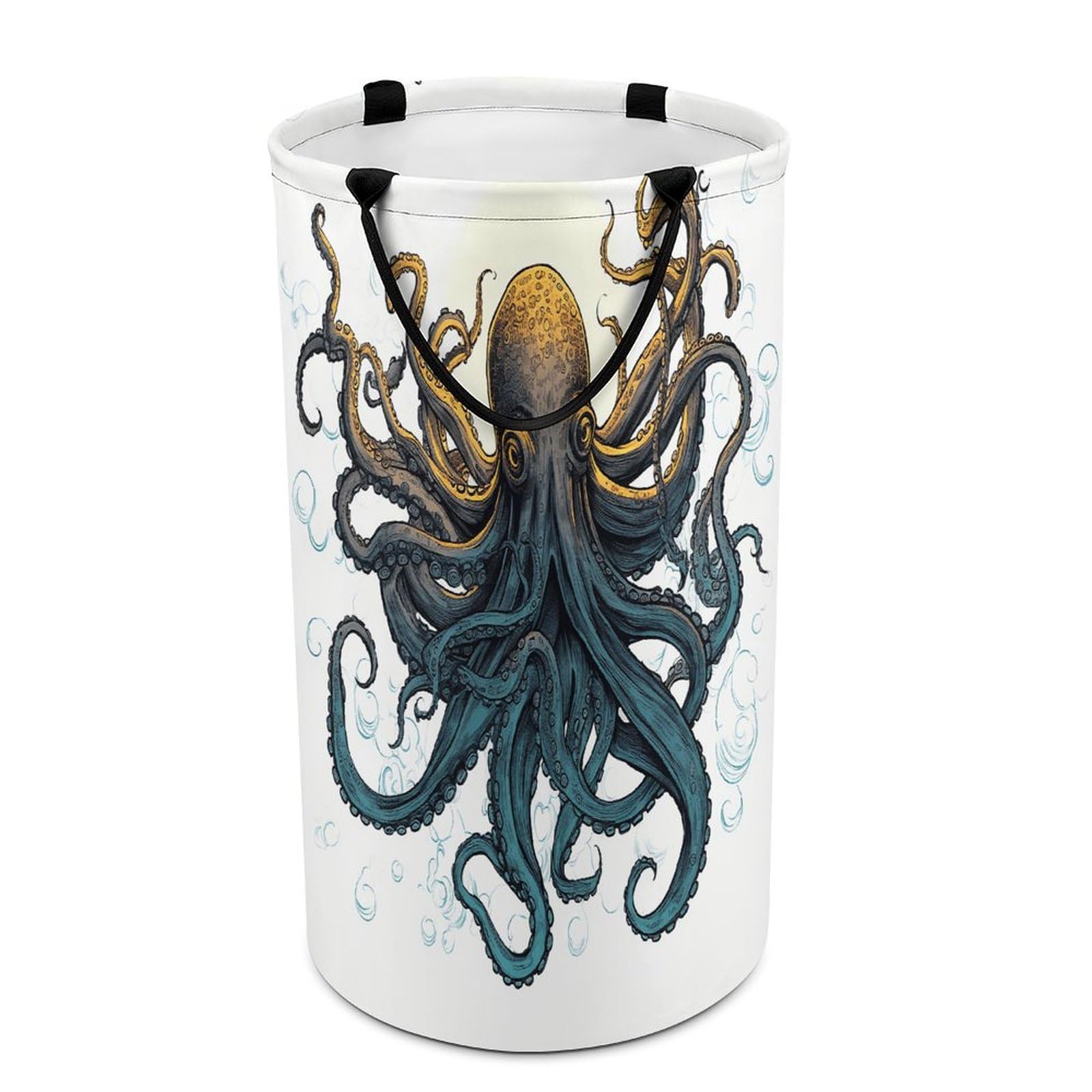 Sun Ocean Octopus Laundry Basket Large Foldable Laundry Hamper with Handles Freestanding Collapsible Clothes Basket Waterproof Portable Dirty Clothes Hamper for Bathroom 86L