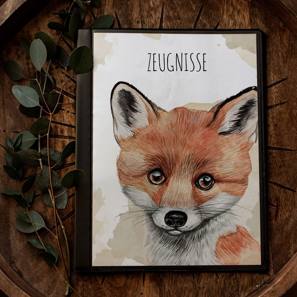 Zeugnismappe mit 20 Folien Fuchs Füchschen Fuchsbaby Junges Jungtier personalisierbar Schulanfang Schulanfänger Einschulung Wunschname Name zm05 - ausgewählte Größe: *Zeugnismappe 20 Folien*
