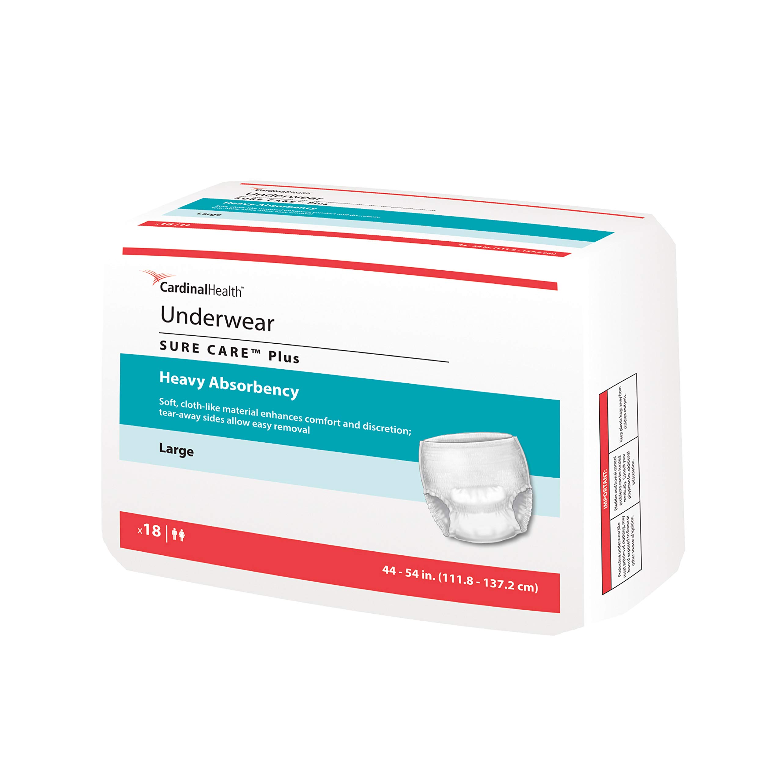 1615A Protective Underwear, Sure Care Plus, Heavy Absorbency, Large, Bag of 18