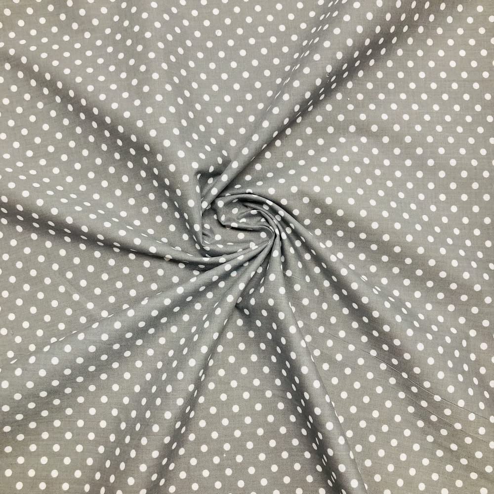 Polycotton 4mm Spot Fabric 44" Wide 112cm (Per Metre) (Grey)