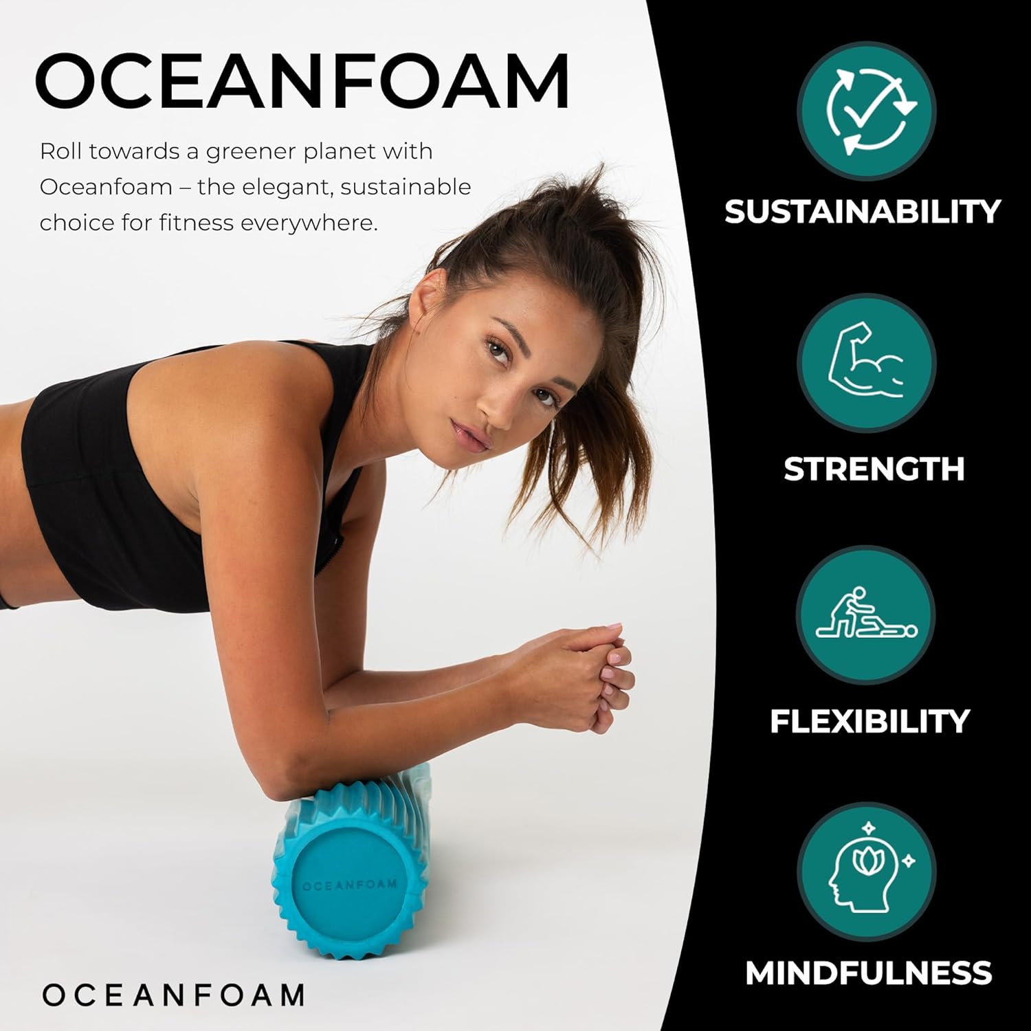 Oceanfoam Tidal Roller - Miami Blue - Muscle Massage Foam Roller for Back Pain & Stretching - Firm and Ergonomic Wide Wave Textured - Yoga, Athletics, & Wellness - Full Size, 20" x 5" - Image 3