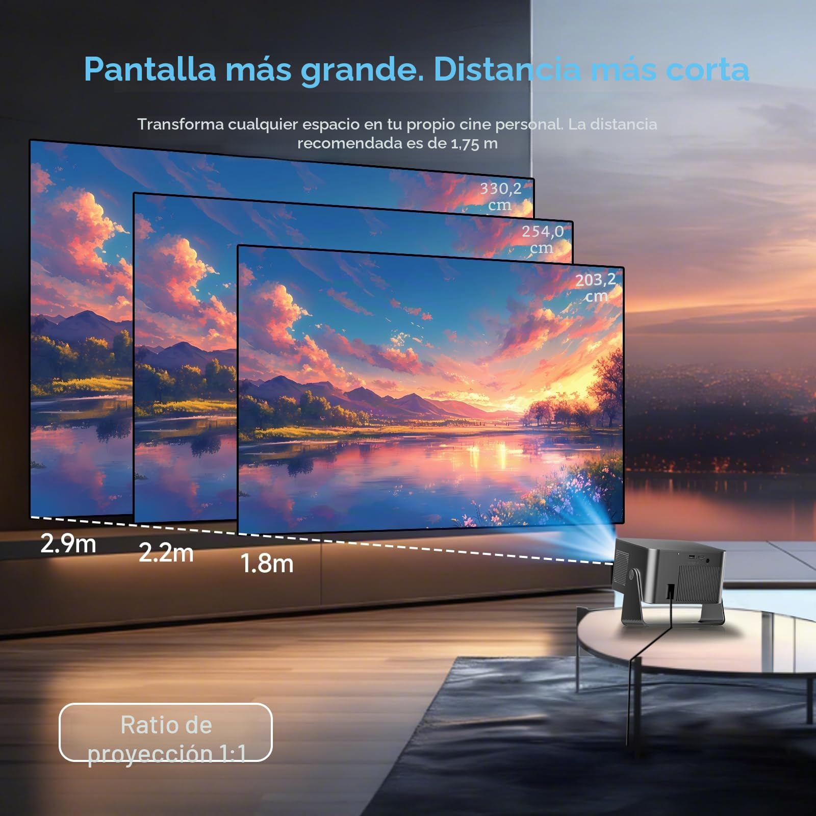 【Google TV/Official Apps/Voice Assistant】 Magcubic Proyector 4K，Proyector Portatil Full HD 1080P, 650 ANSI, Enfoque Automático, Altavoz 15W Dolby Audio, WiFi 5 para Exterior/Cine en Casa