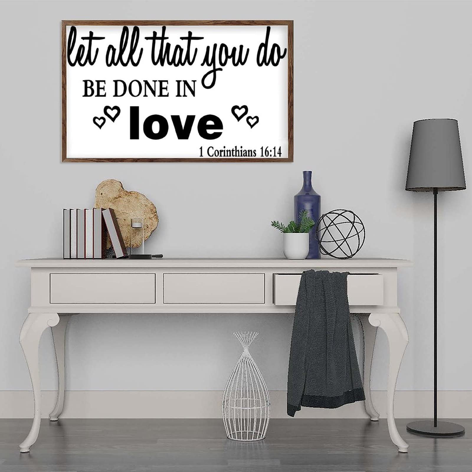 Targa In Legno Dexsa 'Lascia Che Tutto Ciò Che Fai Sia Fatto Nell'amore' | Decorazione Parete Cristiana 30x38 Cm