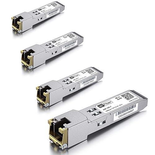Paquete de 4 módulos 1.25G SFP a RJ45, transceptor Ethernet SFP de cobre 1000Base-T para Ubiquiti UF-RJ45-1G, UniFi, TP-Link TL-SM331T, Fortinet,