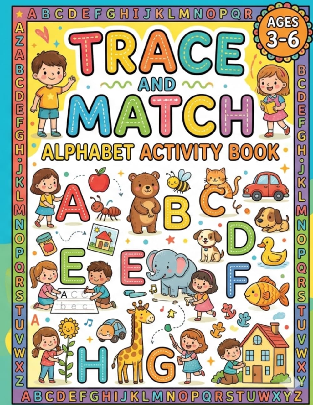 Trace and Match Alphabet Activity Book: Fun Alphabet Tracing and Shadow Matching Puzzle Book For Toddlers and kids Ages 3-6
