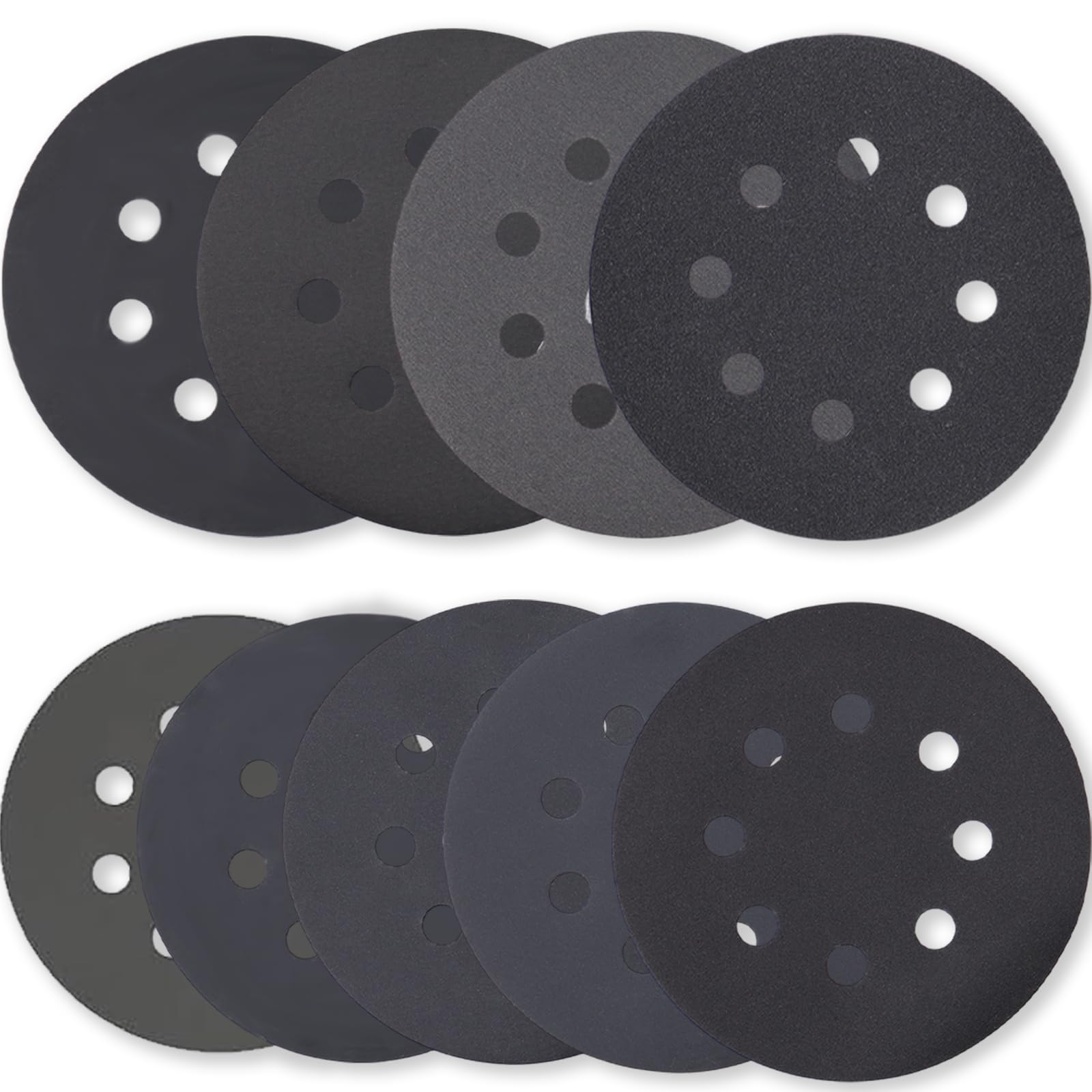 36Pcs 125mm Sanding Discs Hook and Loop Random Orbital Sander Pads 240 320 400 600 800 1000 1200 1500 2000 Grit 8 Hole 5 Inch Round Sanding Discs Pads for Polishing Wood Metal Jewelry Car
