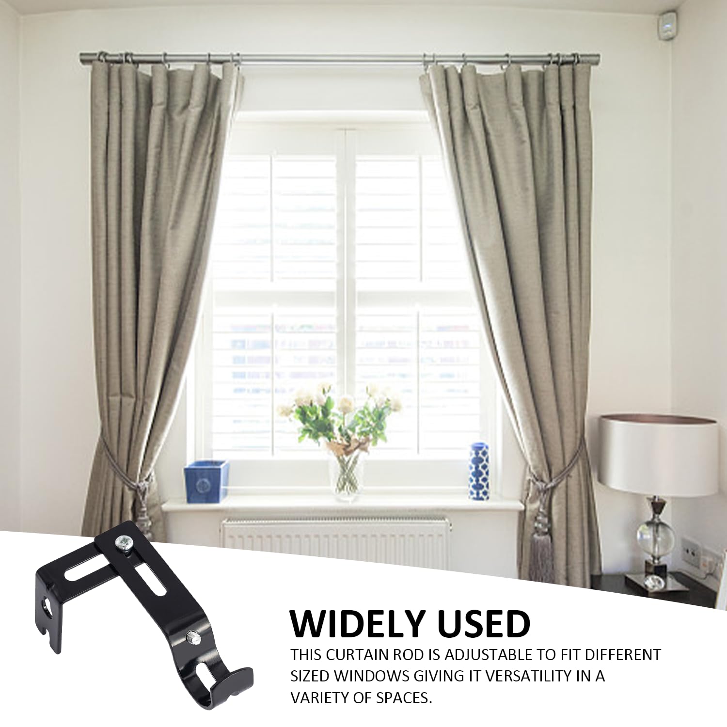 4 Aste Per Tende Regolabili - MetallO, Nero, 88-115mm, Con Viti, Per Interni - Foto 7