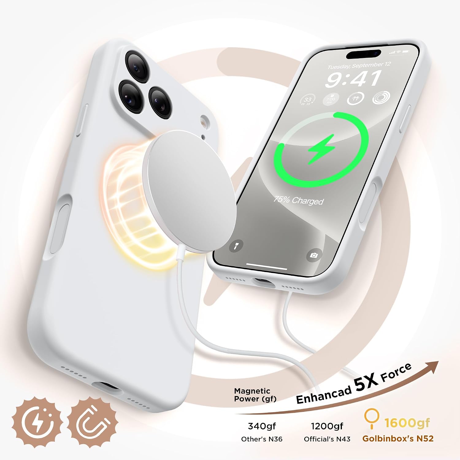  Magnetic for iPhone 18 Pro Case/17 Pro Case, Light Gray thumbnail