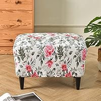 Vista 49 de Funda elástica otomana rectangular para taburete, funda de elastano estampada para reposapiés, protector antideslizante para reposapiés, con parte #1