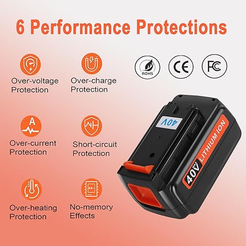 Miniatura 5 de JYJZPB Batería de repuesto de 40 V 3000 mAh para Black Decker 40V Batería LBX2040 LBXR36 LBXR2036 LST540 LCS1240 LBX1540 LST136W Compatible con