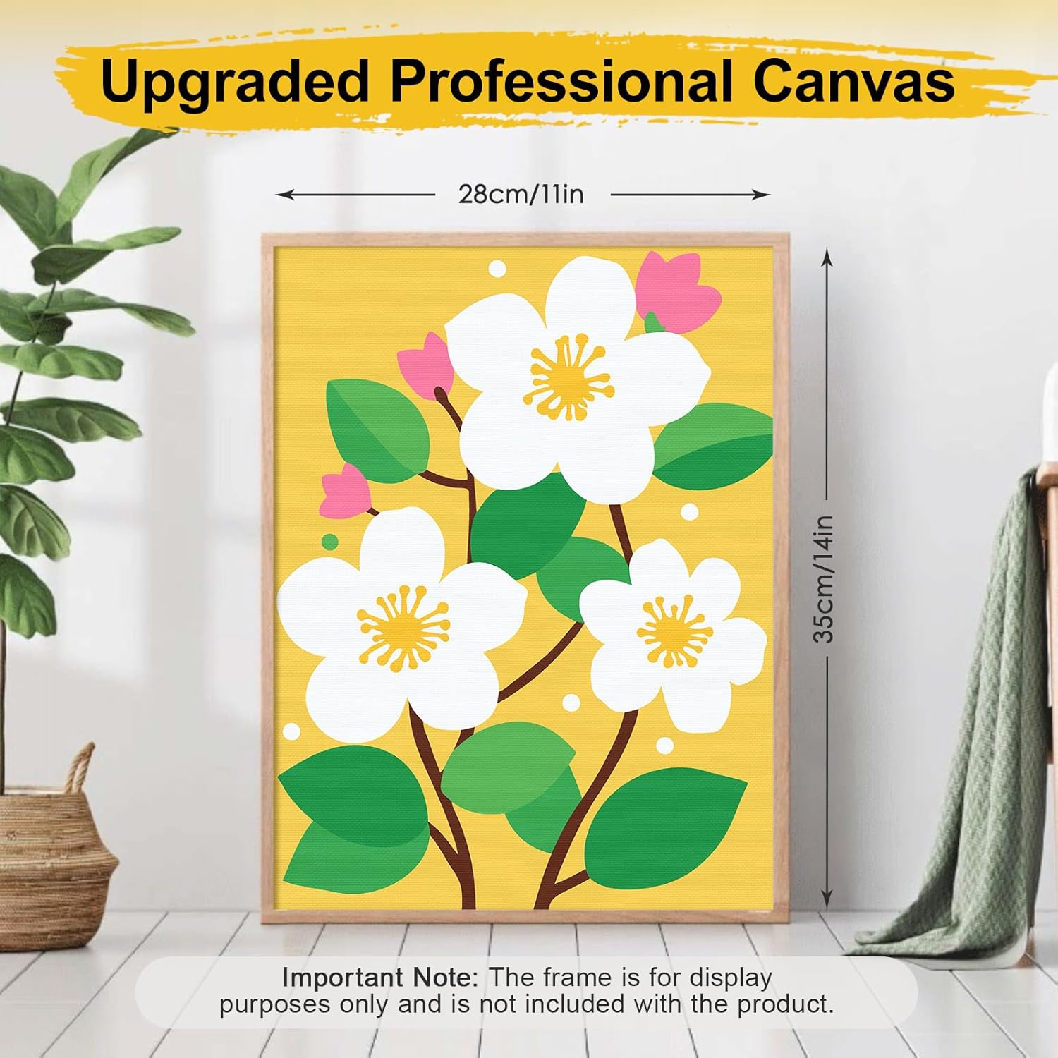 Bougimal 6 Pack Paint by Numbers Kit for Adults Beginners, 11" W x 14" L Simple Flowers DIY Acrylic Paint Set on Canvas Without Frame in Box, Adults Kids Paint by Numbers Kits for Home Wall Decor