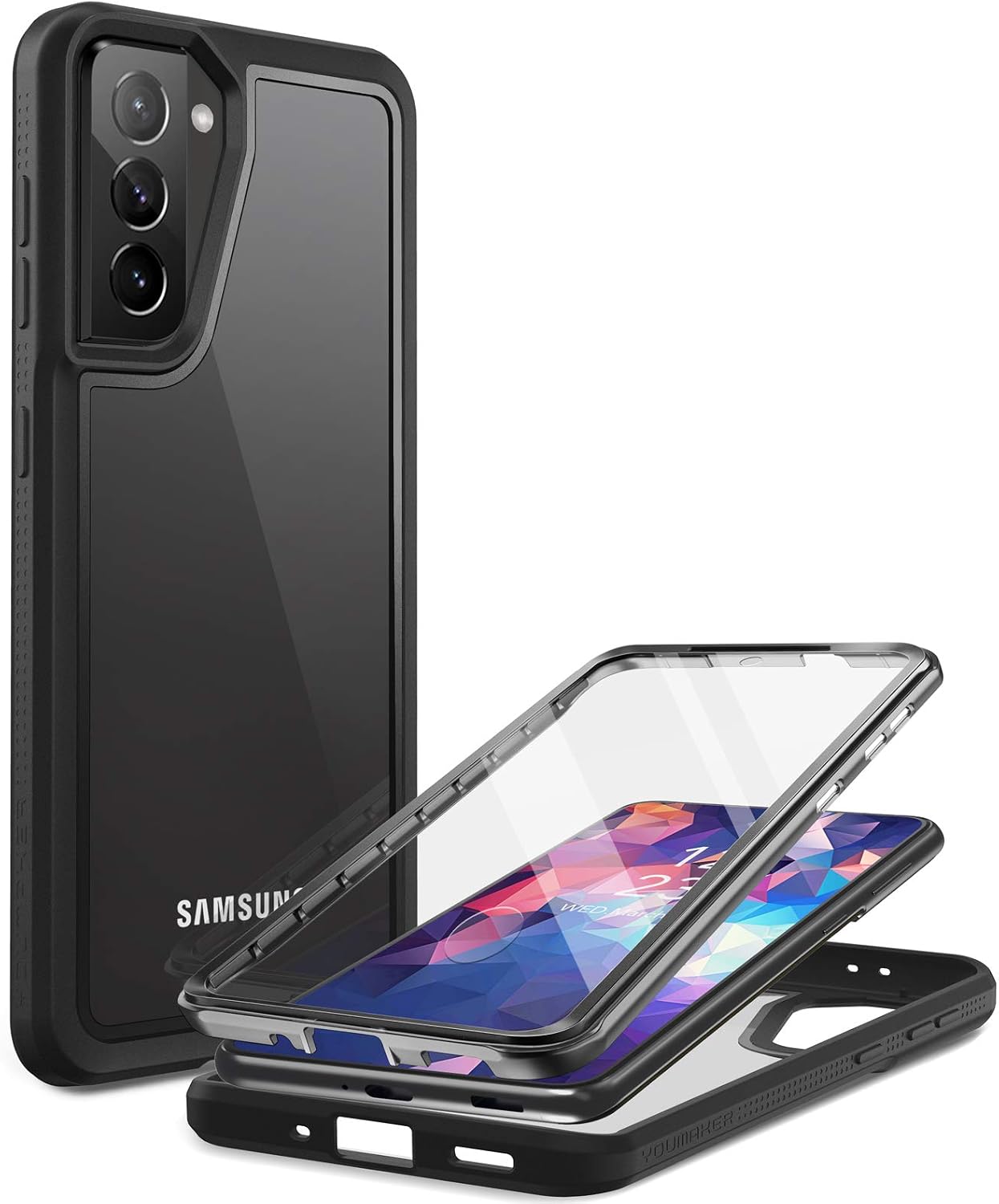 YOUMAKER Aegis Series for Samsung Galaxy S21 Plus case, Full-Body with Built-in Screen Protector Rugged Clear Case for Galaxy S21 Plus 6.7 Inch-Dark