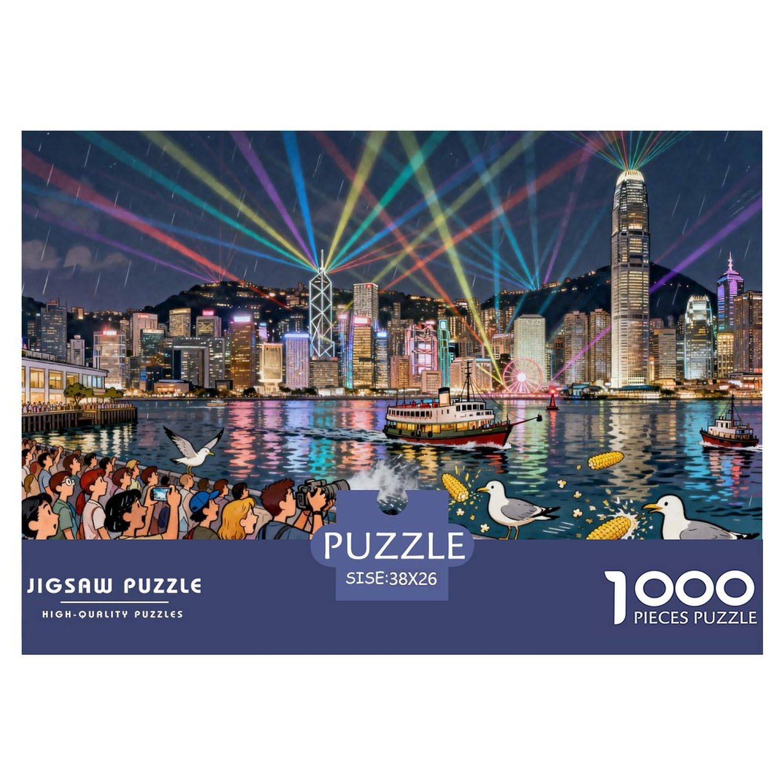 Hong Kong Victoria Harbour Wooden Jigsaw Puzzle Waterproof 1000 Piece Puzzles for Adults Challenging And Brainteasing Educational Games