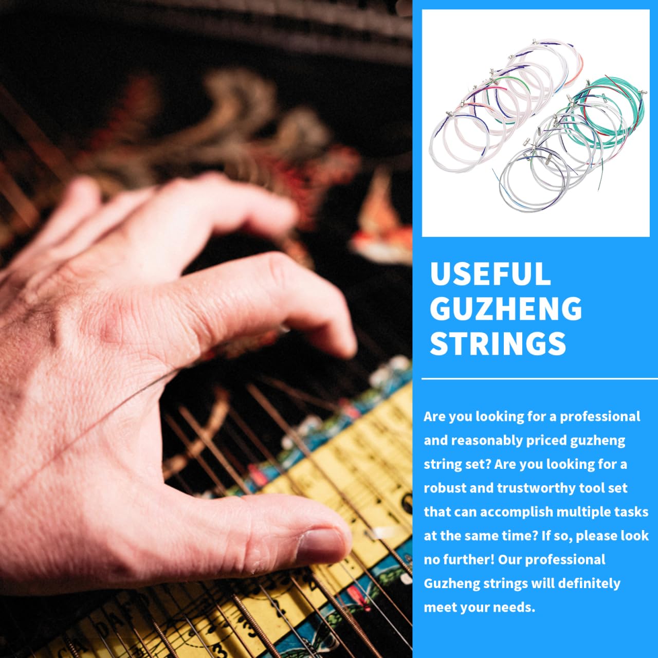 HEMOTON 21 Saiten Set Chinesische Guzheng Saiten Musik Stahldraht Guzheng Teile Praktische Werkzeuge Zubehör 1-21 Strings