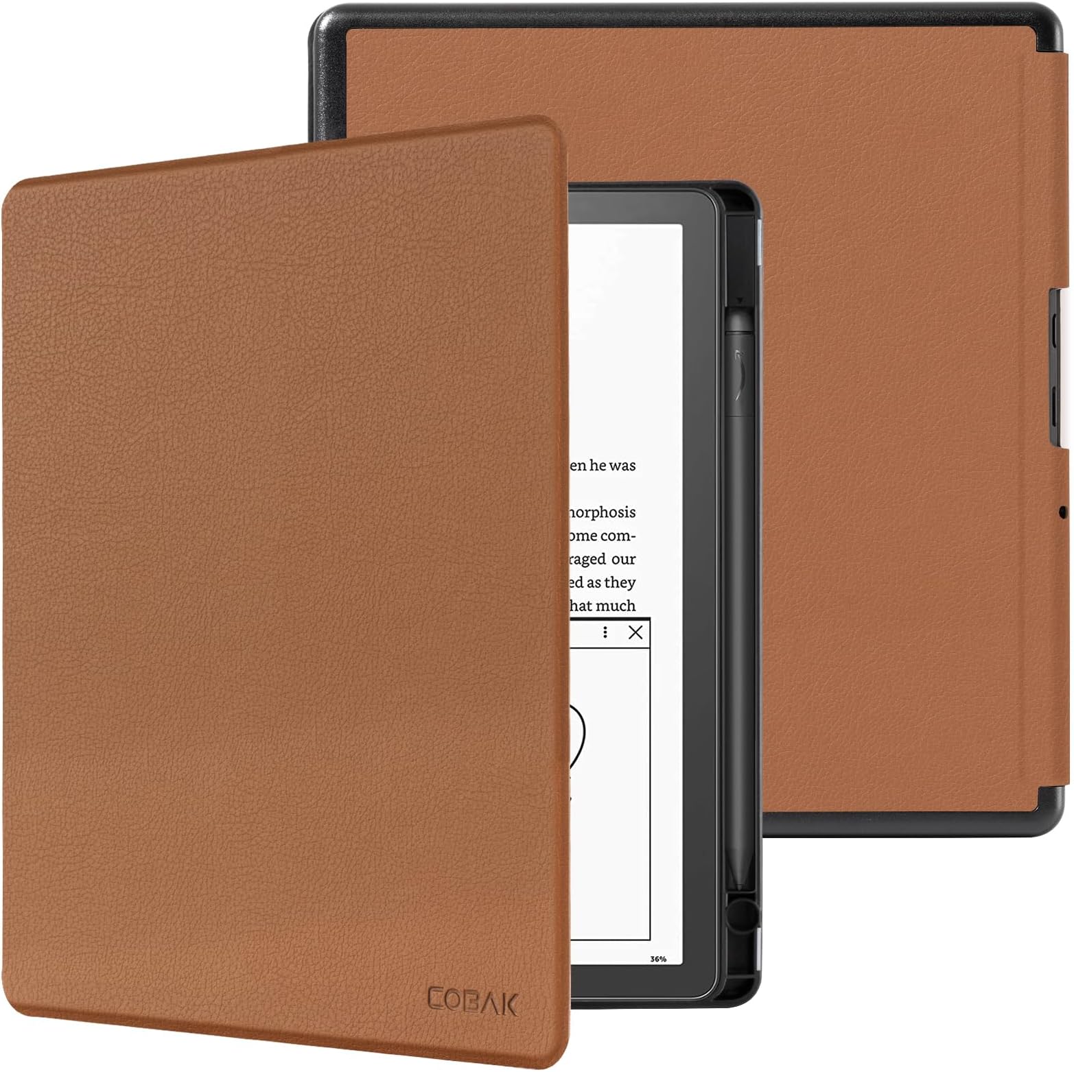 CoBak Case for Kindle Scribe - All New PU Leather Cover with Auto Sleep Wake Feature for Kindle Scribe 10.2" 2022 & 2024 Released with Pen Holder