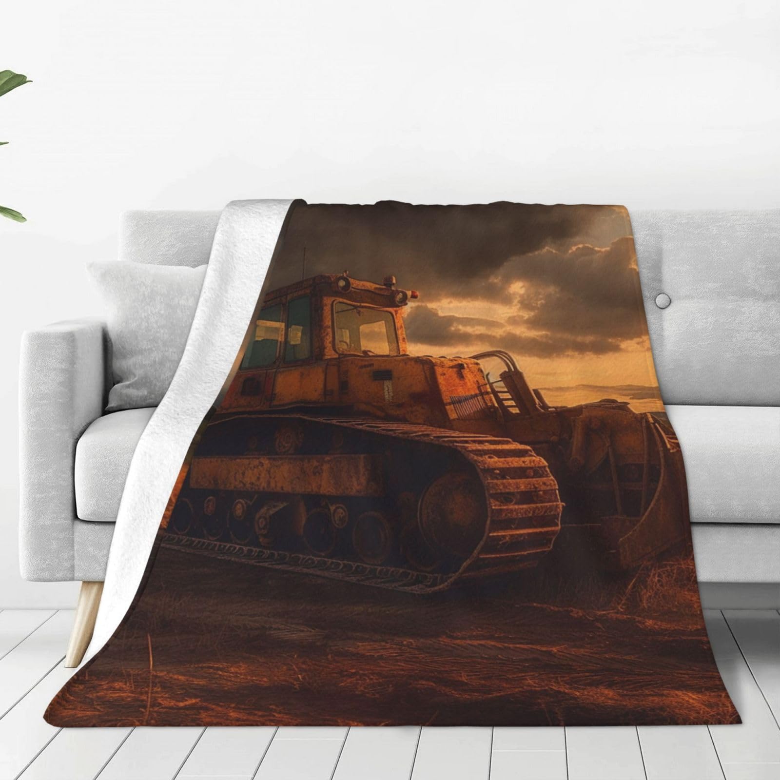 Couverture de soirée Bulldozer canapé flanelle microfibre douce 152x127 cm