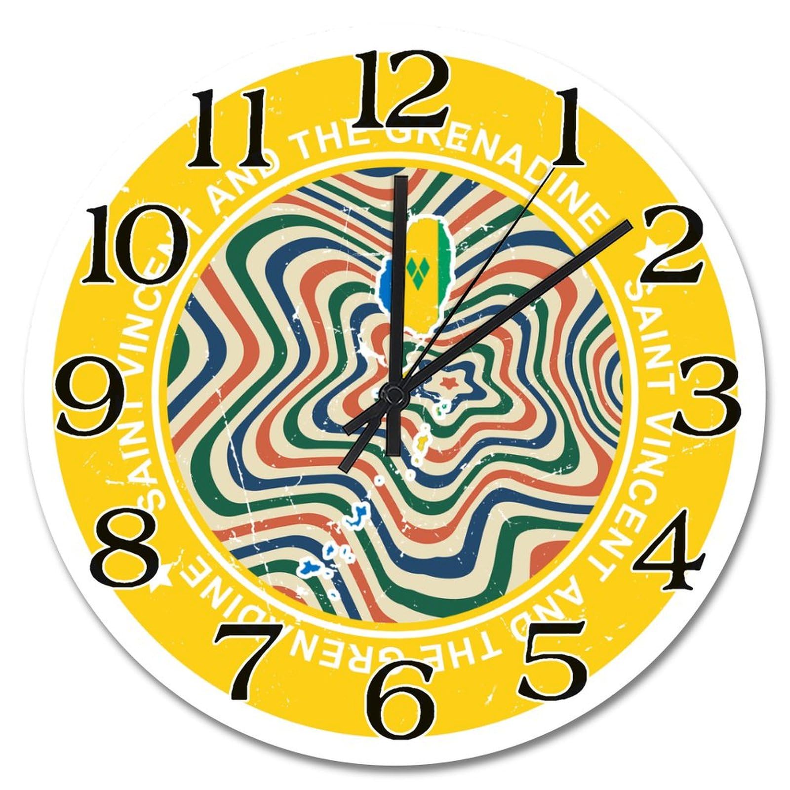Horloge murale silencieuse 38 cm pour supprimer le tic-tac avec motif drapeau Caraïbes