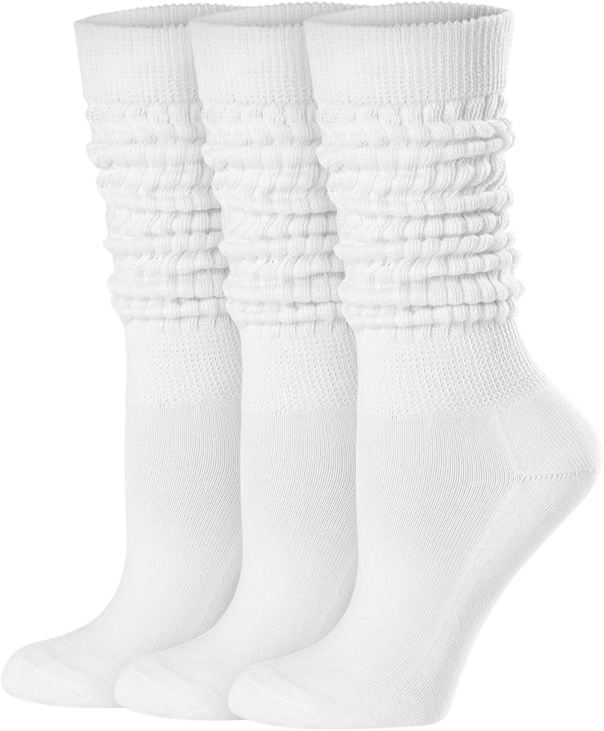Mcool Mary Slouch Socks for Women Cozy Cotton Calf Retro Scrunch Tube Boot Socks for Casual 3 Pairs