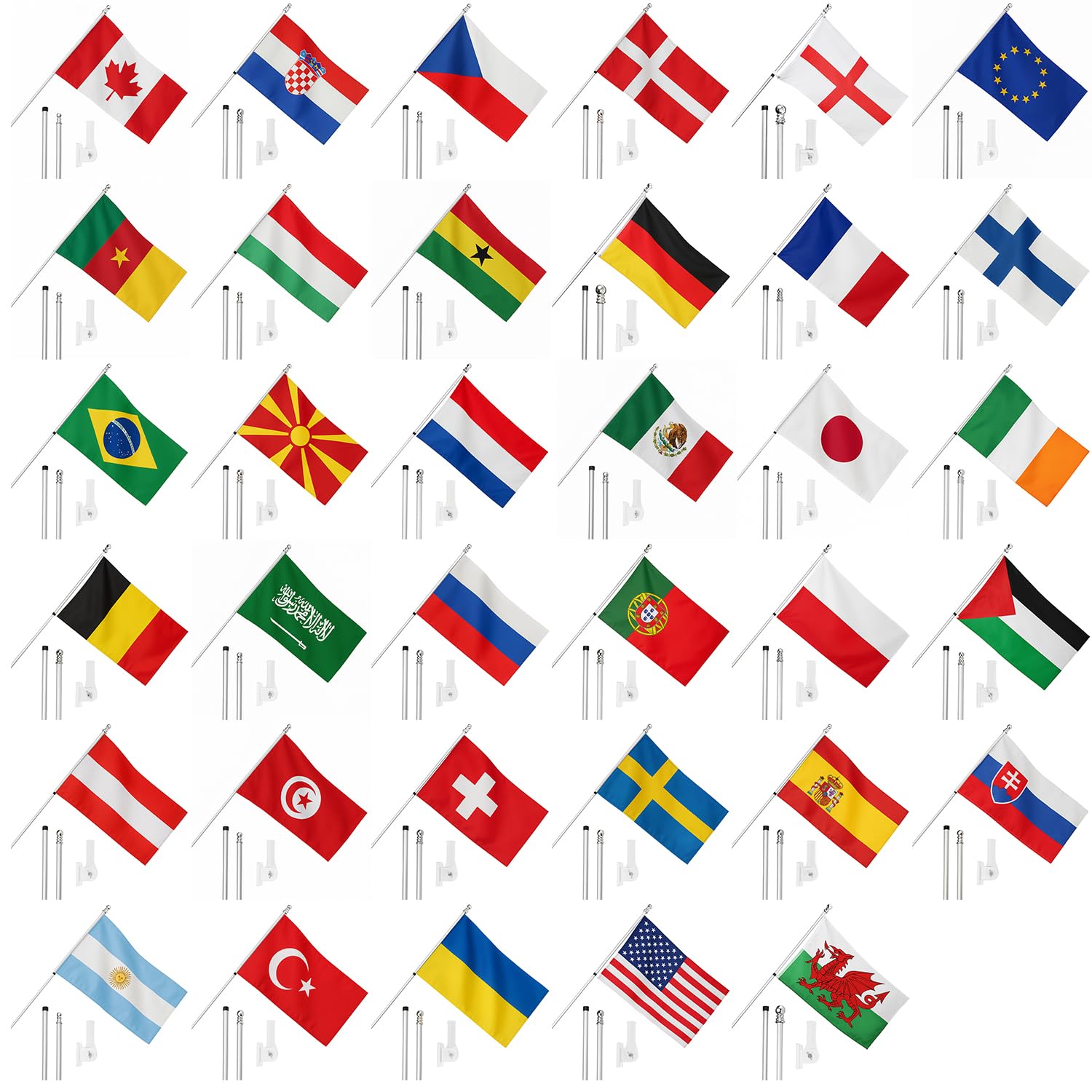 I LOVE FANCY DRESS Flaga Anglii, maszt i uchwyt ścienny - 1,5 m x 9 m flaga angielska z przelotkami, wysuwany drążek i uchwyt - kibic sportowy duma narodowa dekoracja wewnętrzna zewnętrzna