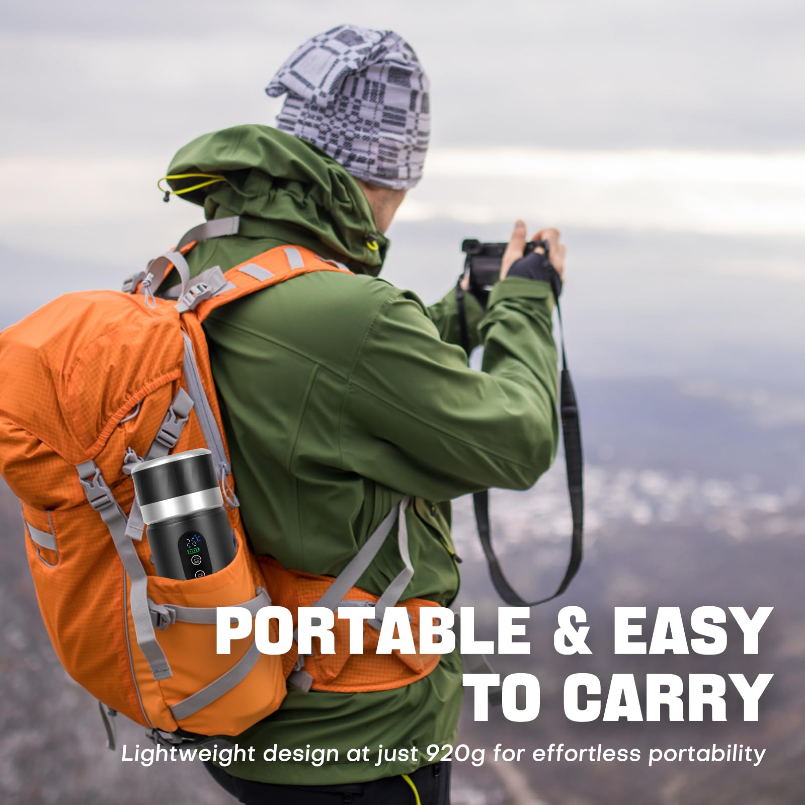 Bostar Macchina da Caffè Portatile, 3 in 1 Elettrica Portatile Espresso Ricaricabile per Caffè Espresso, Display Digitale per Capsule Piccole Grandi e Caffè Macinato per Ufficio Viaggio (Nero)