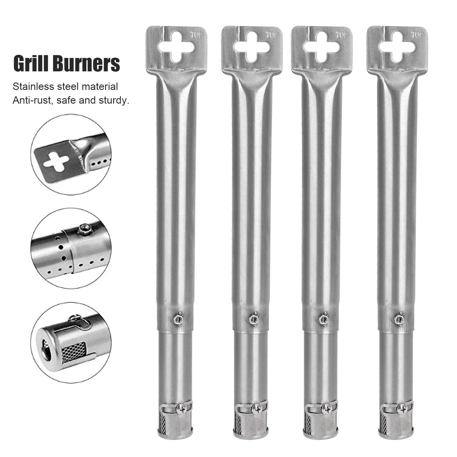 Quemadores de parrilla de tubo de parrilla, 4 piezas de longitud ajustable, quemadores de parrilla de acero inoxidable, piezas de repuesto de tubo, parrilla de gas para barbacoa, ajuste para Brinkman