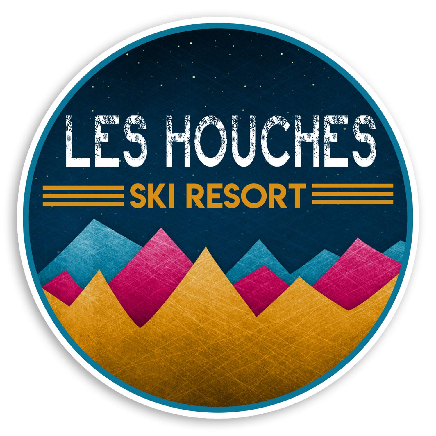 Destination Vinyl Ltd Multi 2 X 10Cm Les Houches France Vinyl Stickers - Ski Resort Luggage Sticker #31361 (10Cm Wide)