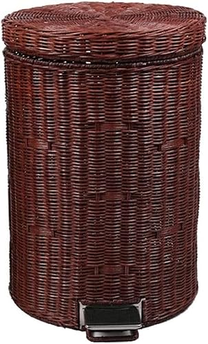 Miniatura 1 de Nordic Creative - Cubo de basura de ratán natural con tapa de pedal silencioso con tapa, papelera de estilo campestre de moda, 5 litros, color marrón