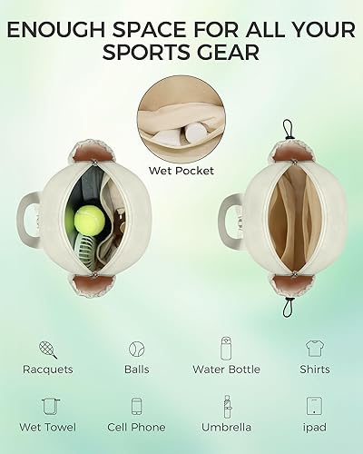 Miniatura 3 de Bolsa de tenis, mochila de tenis resistente al agua para mujeres y hombres, diseño de bandolera acolchada para tenis, pickleball, raquetas de