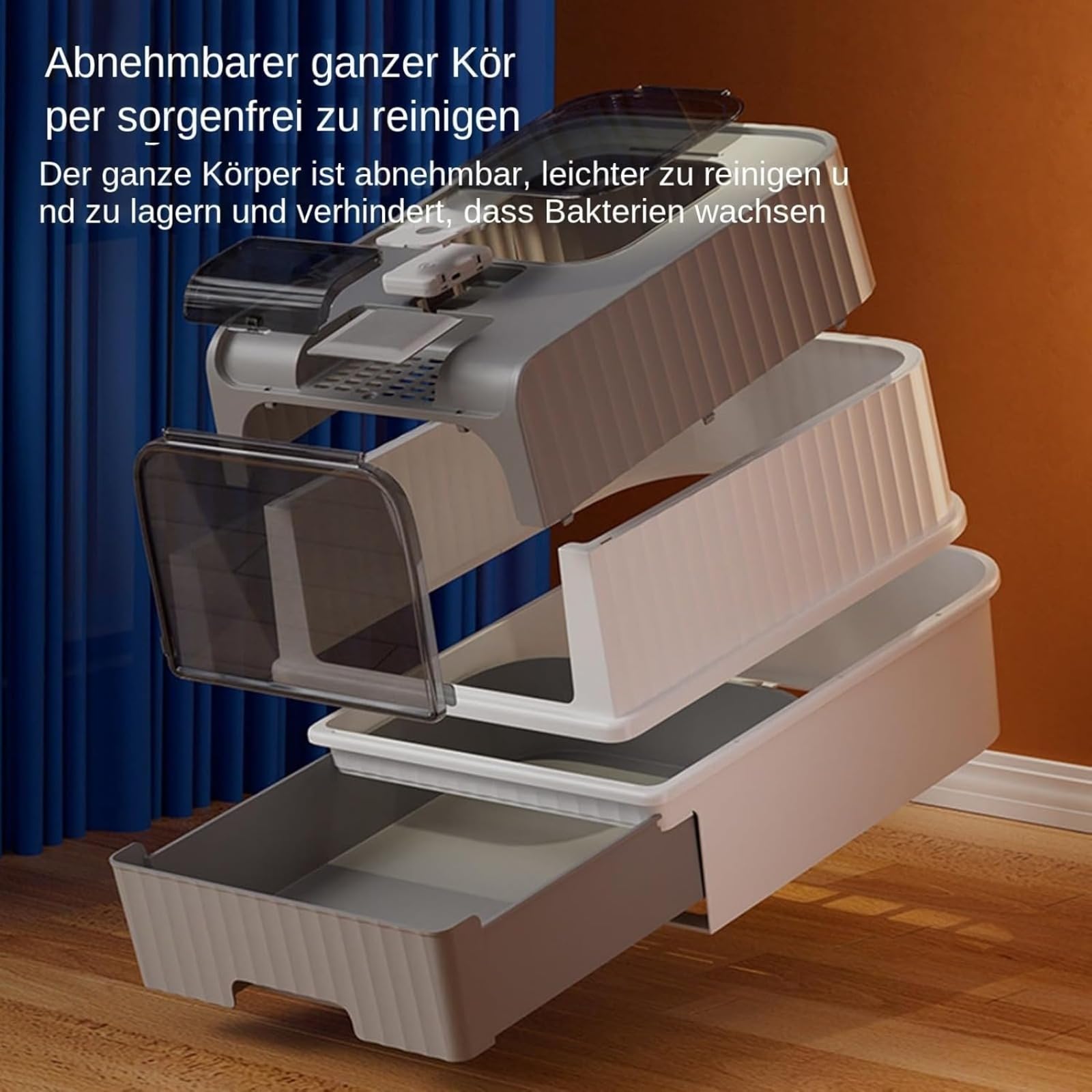 Caja de arena cerrada extragrande para gatos con cuerpo extraíble y cajón de empuje para una fácil recogida, control de olores para gatos gordos y varios gatos