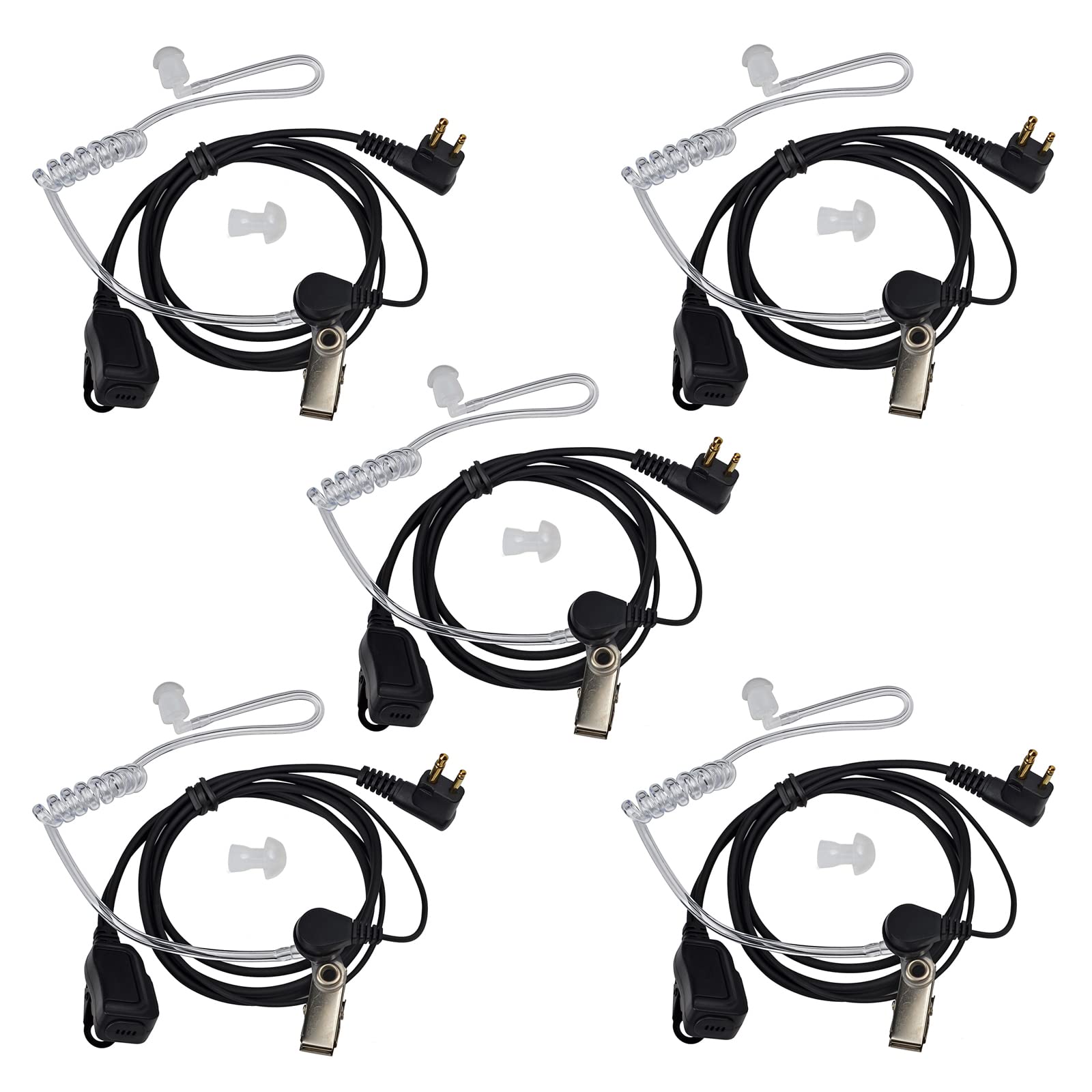 Covert Air Walkie Talkie - Auricular de Tubo acústico con PTT y micrófono Compatible con Motorola GP300 CP040 DP1400 CLS1110 Radio bidireccional (5 Piezas)
