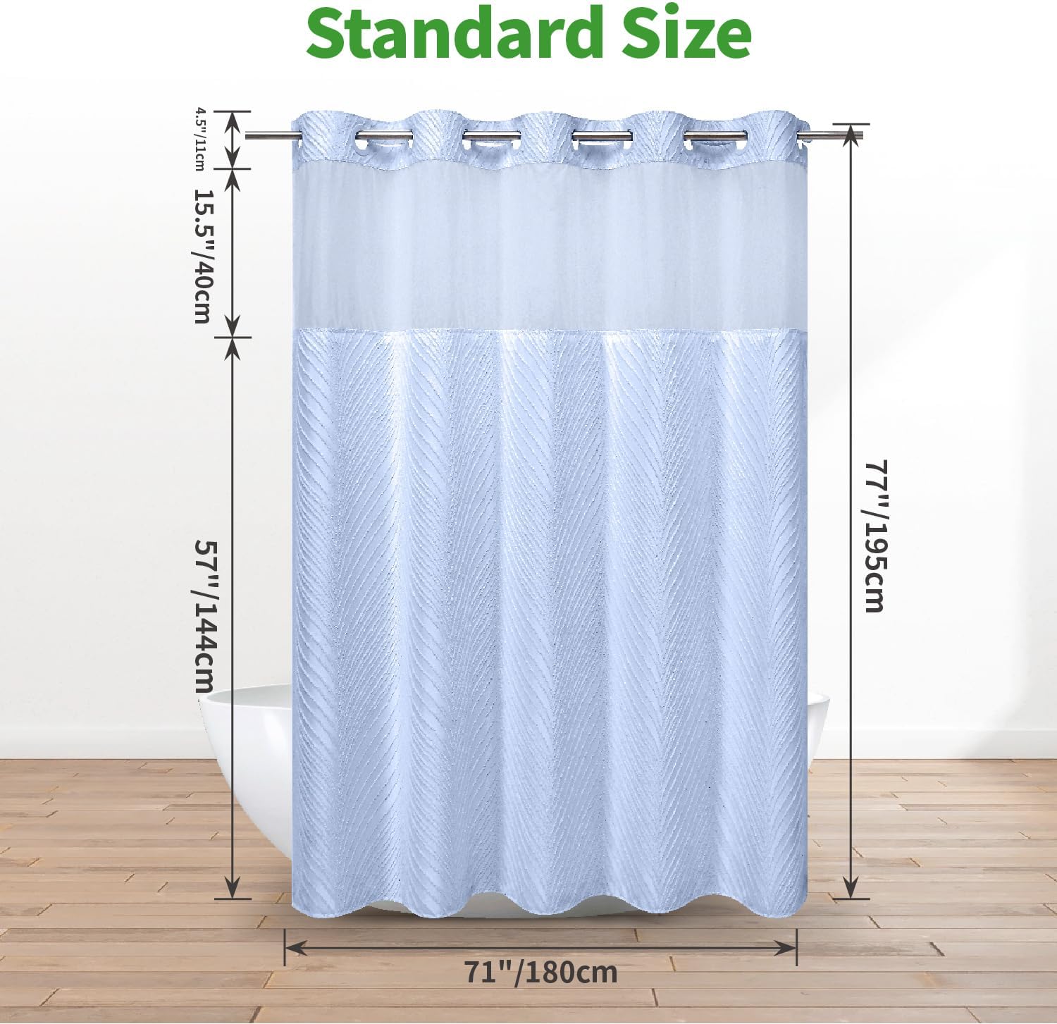 No Hook Shower Curtain and 3 Pack Liner Set
