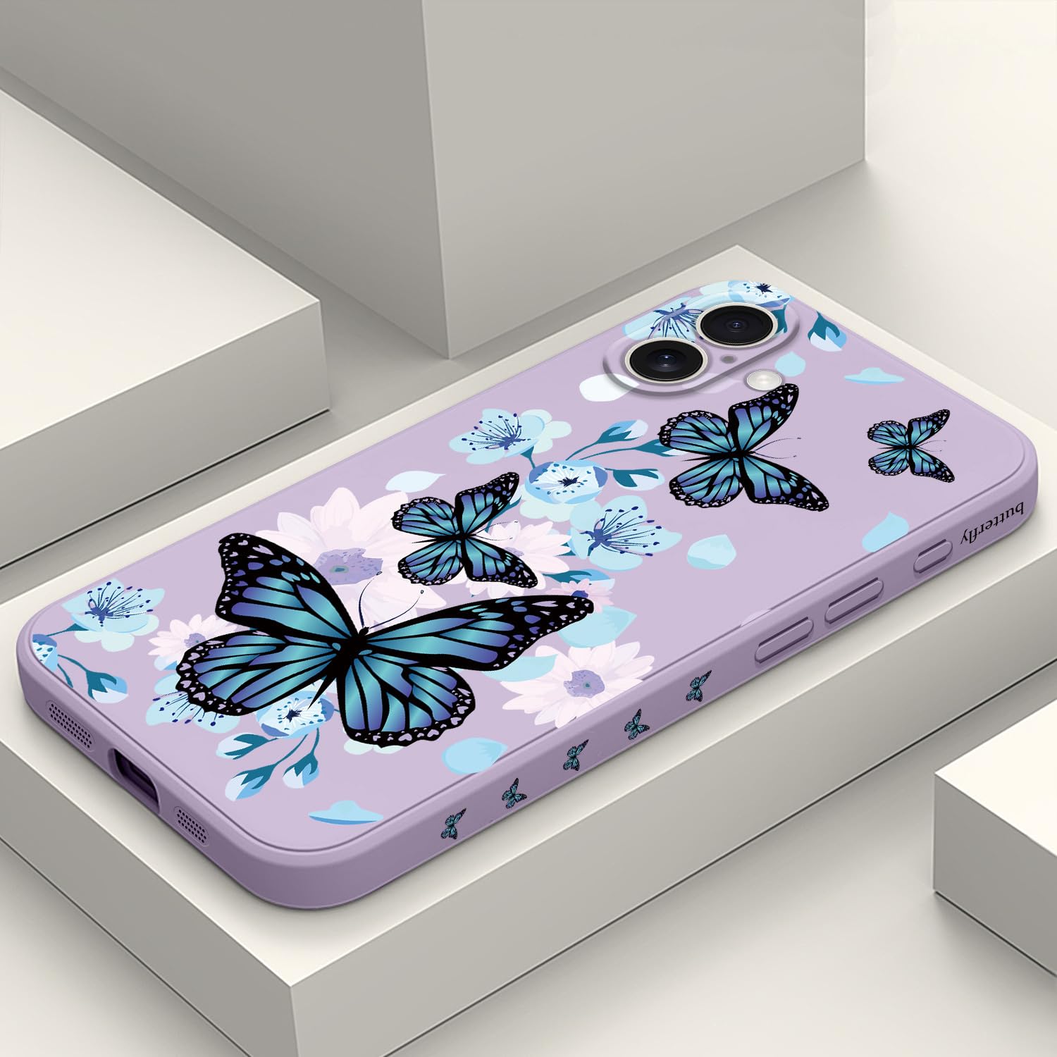 Coque iPhone 16 Plus silicone violet papillon aurore ultra fine LEECG - 8