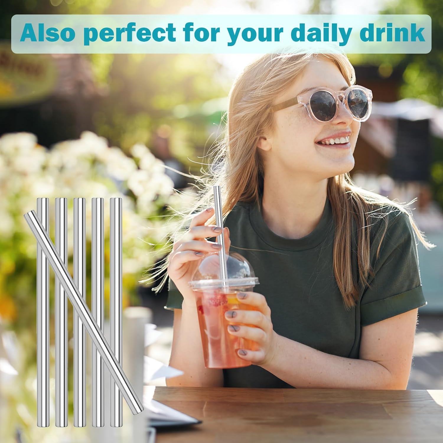 Replacement Stainless Steel Straws for Owala FreeSip/Flip 24 oz 32 oz, 6 Pack Metal Reusable Straws with 2 Straw Cleaner Brushes for Owala FreeSip/Flip Accessories - Image 6