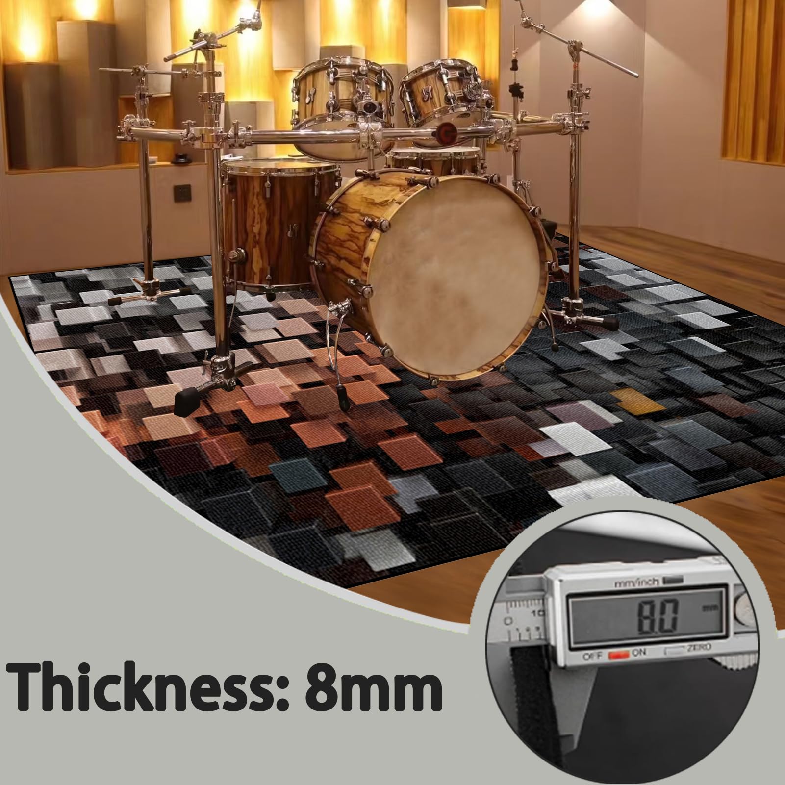 Mata do perkusji akustycznej dźwiękoszczelna mata bębnowa antypoślizgowa mata dźwiękochłonna do baterii elektronicznych akcesoria perkusyjne instrumenty muzyczne mata podłogowa 140 x 100 cm