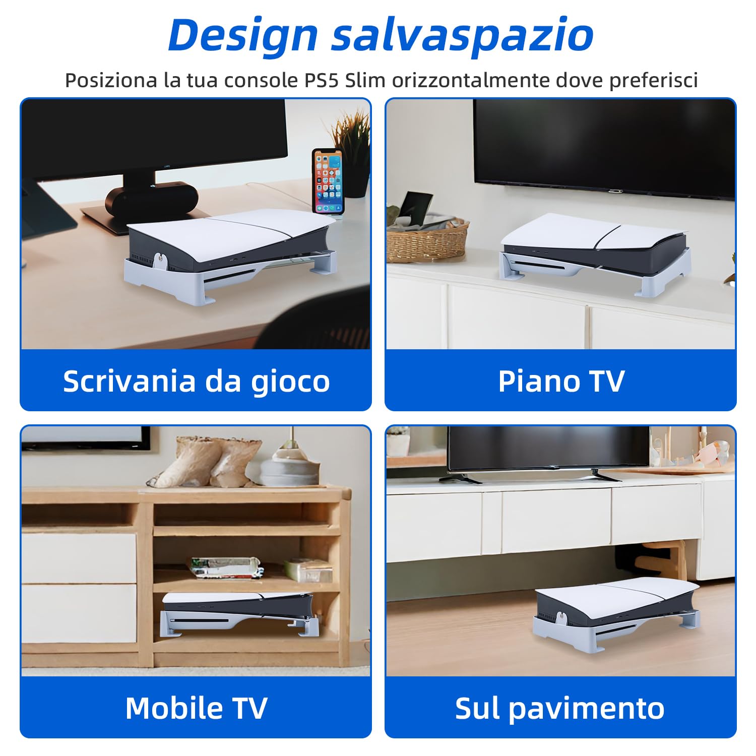 Mcbazel Supporto Orizzontale per PS5 Slim/PS5 Pro, Supporto Base per Facile Dissipazione del Calore per Console Playstation 5 Slim/Pro Disc & Digital Edition - Bianco