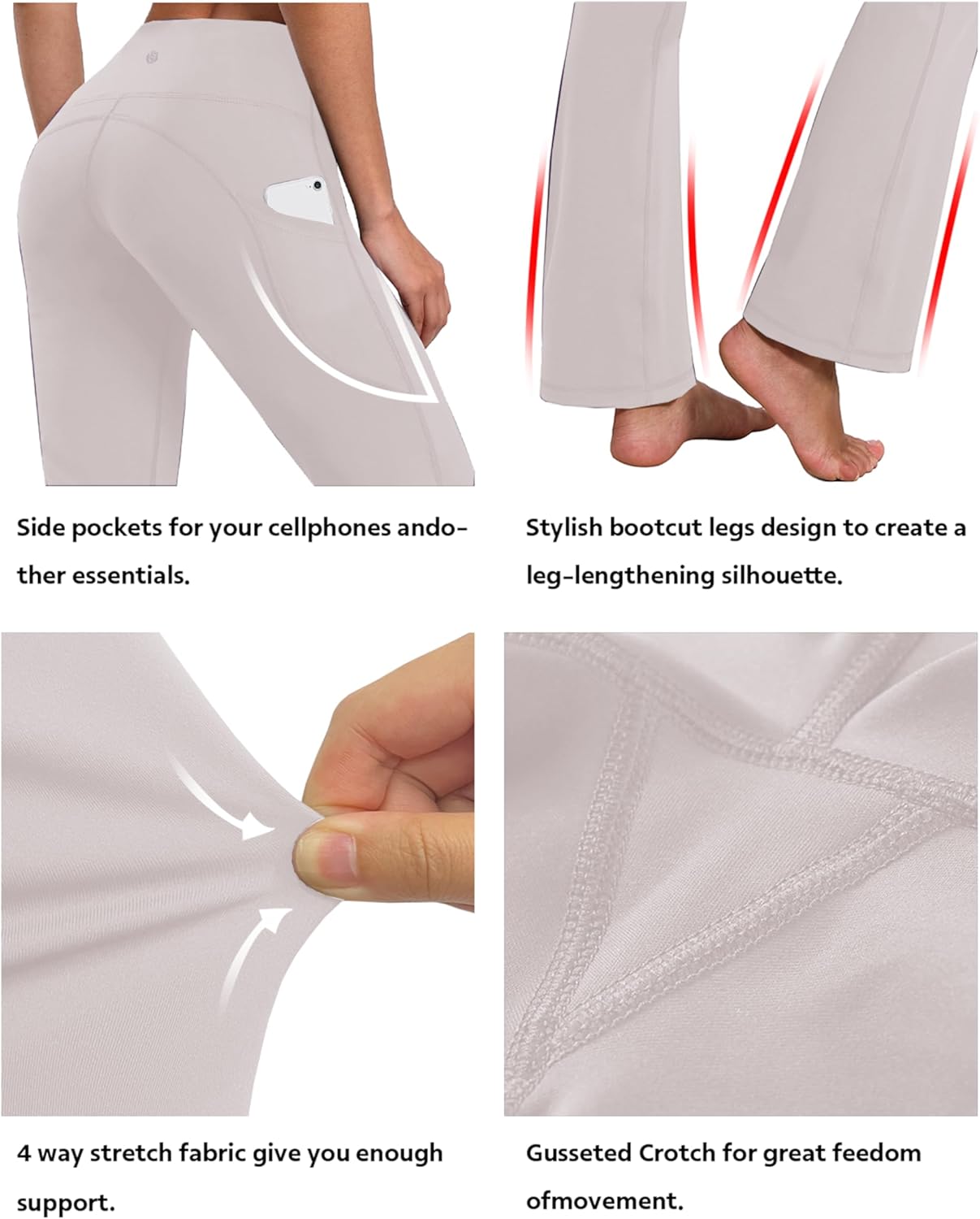 BUBBLELIME 29"/31"/33"/35"/37" High Waist Yoga Pants Tummy Control for Womens Bootcut Workout Flared Basic/Out Pockets - Image 5