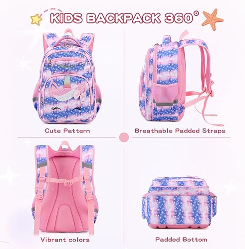 Vista 7 de Cusangel Mochila para niños Par (dinosaurio mecánico), 1 Unicornio Cielo, dibujos animados