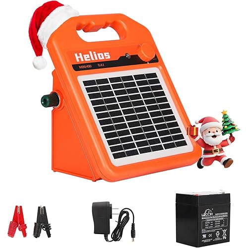 ANDMON MINI400 30 Miles Solar Electric Fence Charger, 0.4 Joule Solar Electric Fence for Livestock, Horses, Cattle Sheep, Solar Fence Charger with Day or Night Mode, Easy Installation