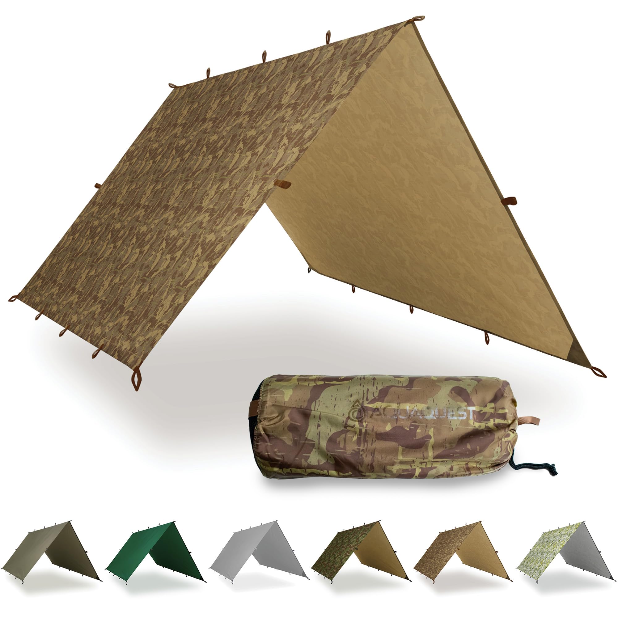 AquaQuest Safari Tarp – Lightweight Waterproof (5,000mm) Seam-Taped Ripstop Rain Fly for Backpacking, Thru-Hiking & Hammock Camping