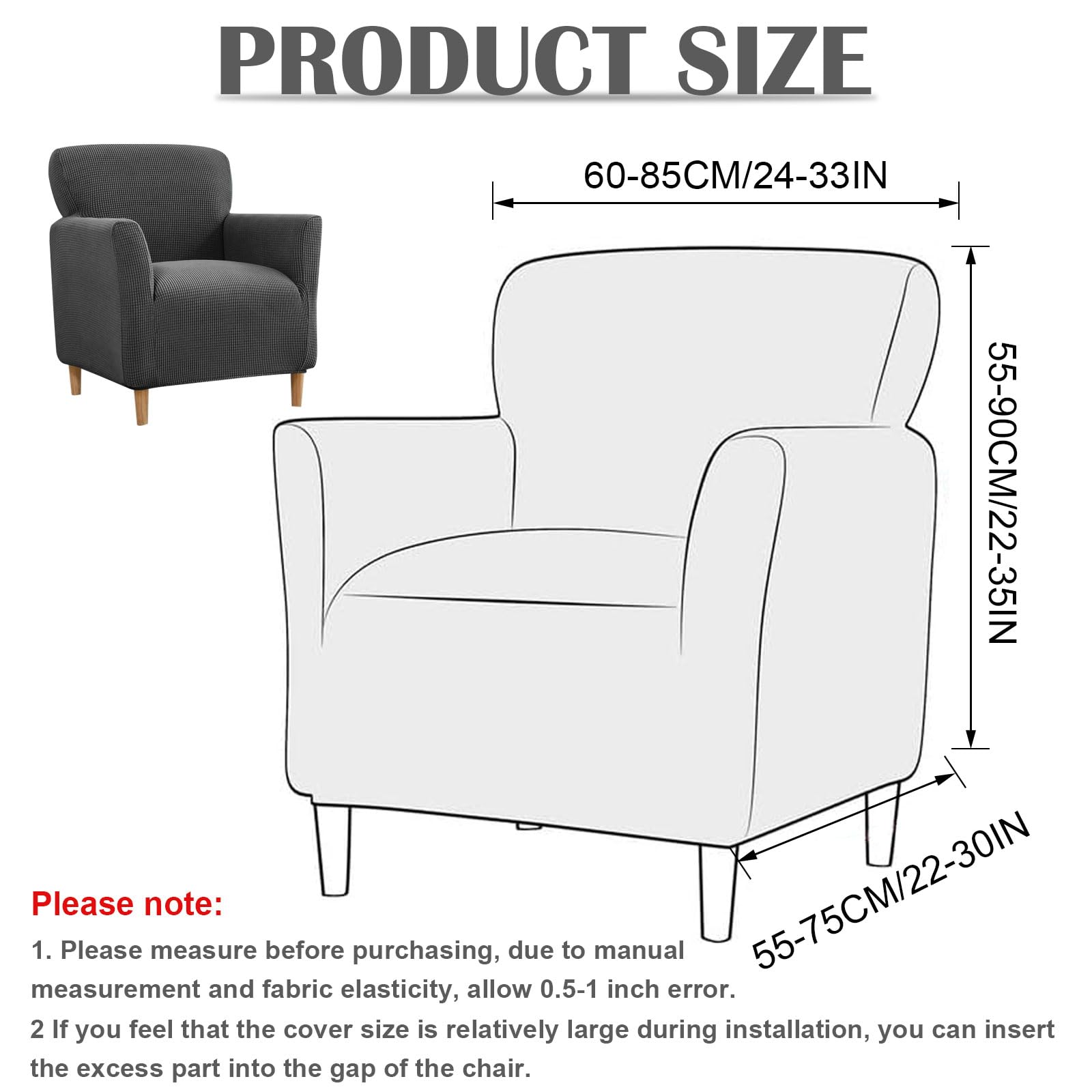 Funda elástica para sillón con reposabrazos, funda elástica de jacquard para sillón, funda suave para sillones y sillas tapizadas, ajuste universal, para proteger contra manchas, pelos y desgaste