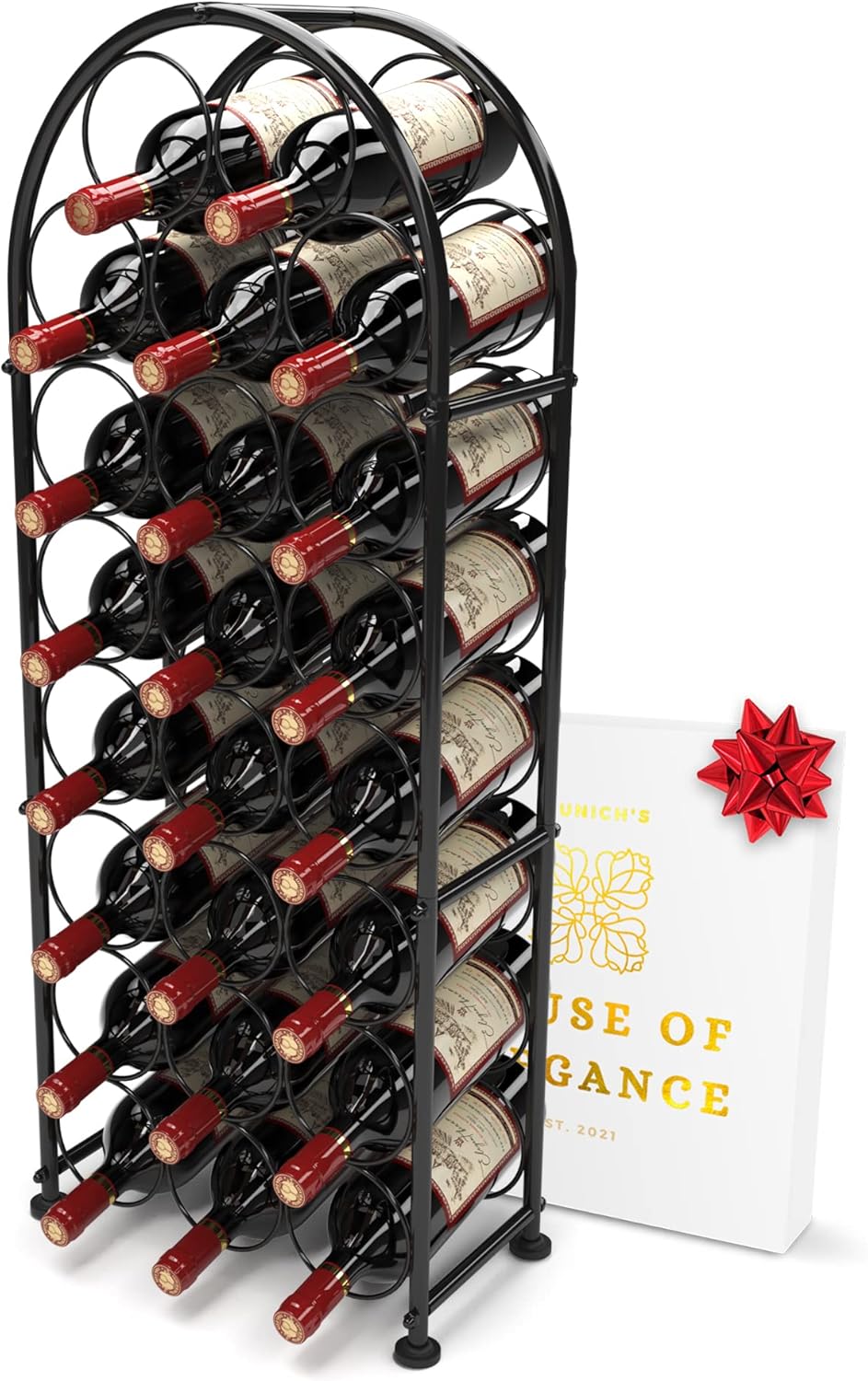 Elegant 23 Bottles Arched Metal Wine Rack fits Big Bottle