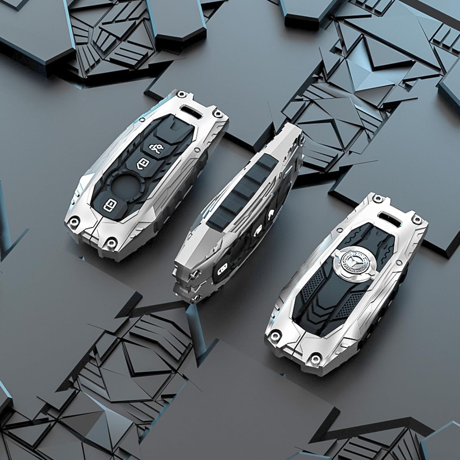 Key Fob Cover for Mercedes Benz,Heavy Metal Key Fob Case Protector with Keychain Compatible 2019-2021 A-Class C-Class G-Class 2017-2020 E-Class S-Class Smart Key Holder(B-Model-Black) - Image 7